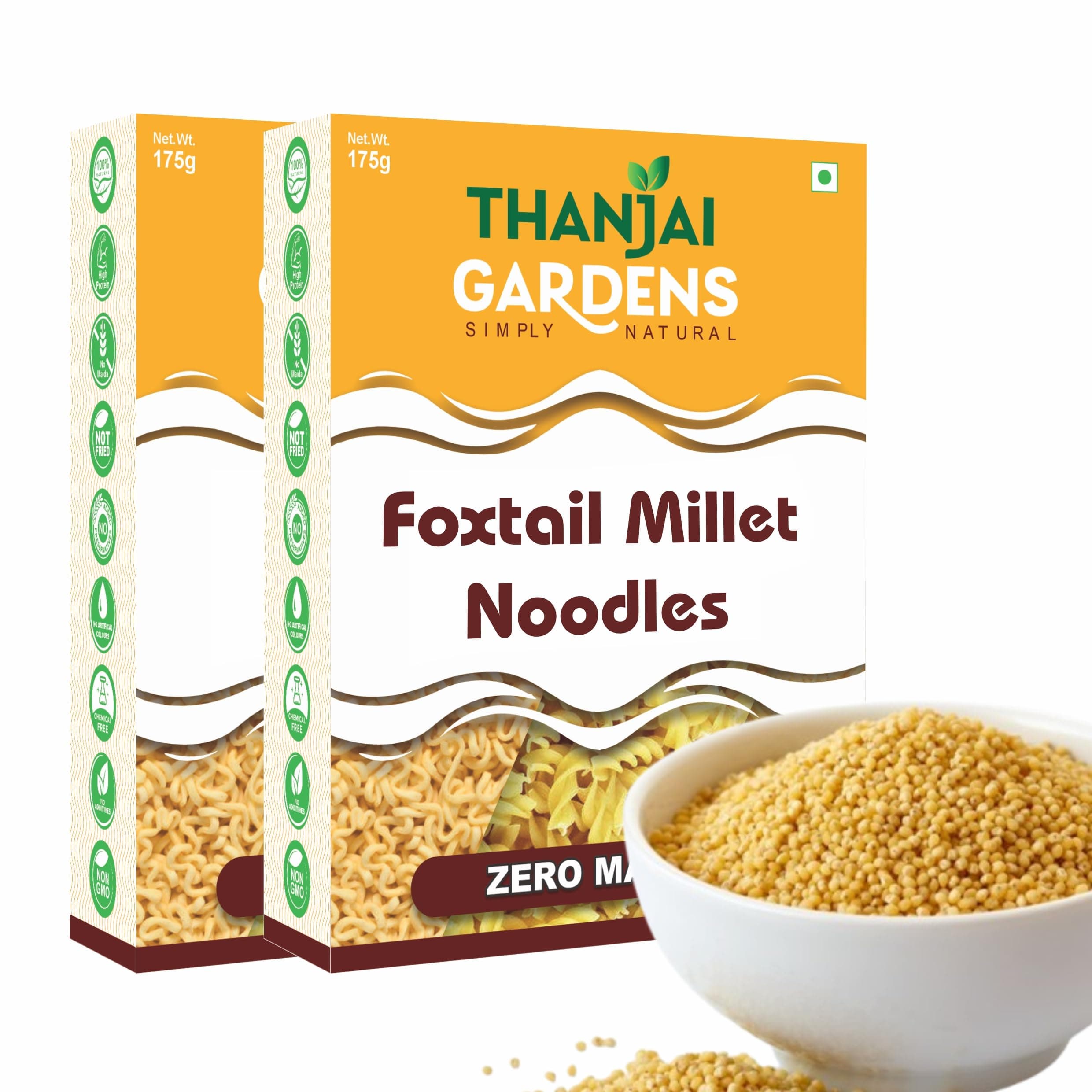 THANJAI GARDENS - SIMPLY NATURAL Foxtail Millet Noodles – Healthy, Nutritious & Nutrient-Rich Instant Noodles | No Maida, No Preservatives No Artificial Color | 175 G Each | Pack of 2 — image 2