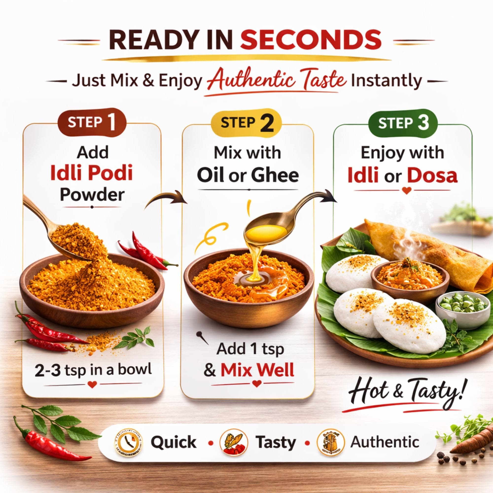 6Flavors Idli Podi Powder 250g | Chutney Powder | Podi Masala South Indian | Gunpowder Podi for Idli, Dosa & Rice | No Onion No Garlic | No Preservatives | Flavor: (Spicy & Hot) — image 4