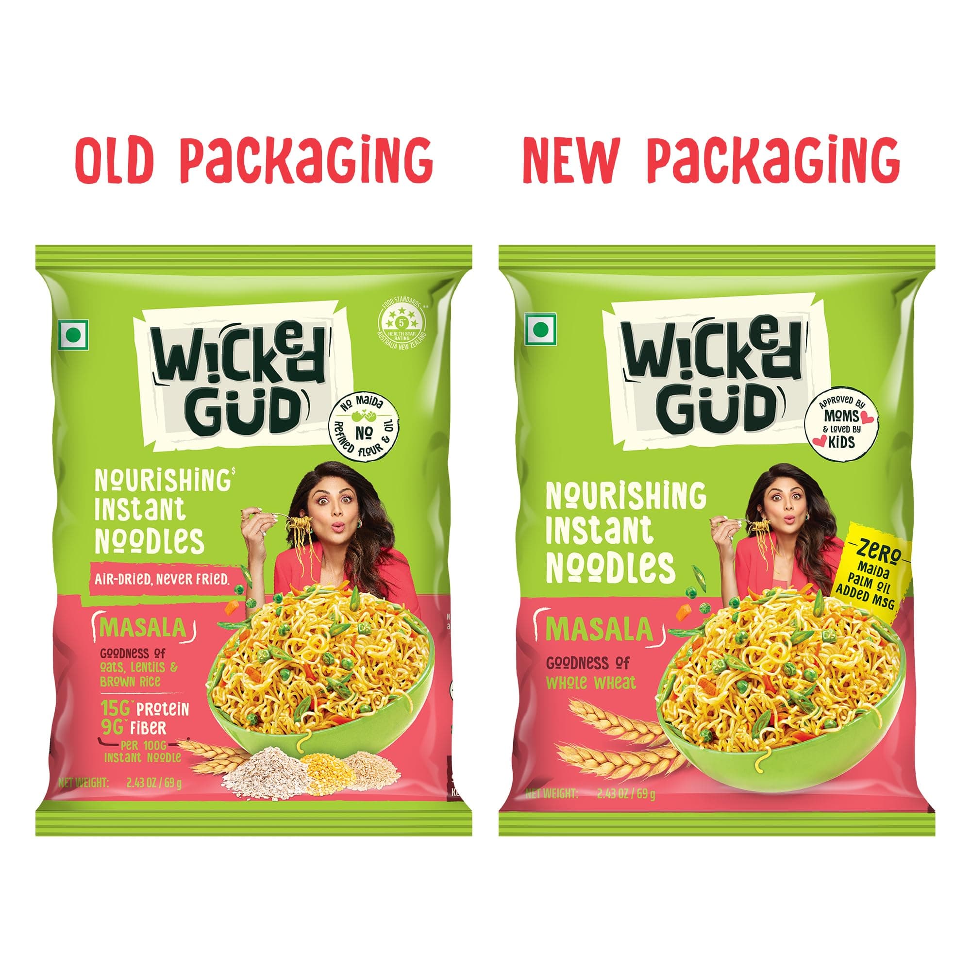 WickedGud Nourishing Masala Instant Noodles (69 gm x 6)| Healthy Noodles | No Maida | No Palm Oil | No Added MSG | High Protein — image 3
