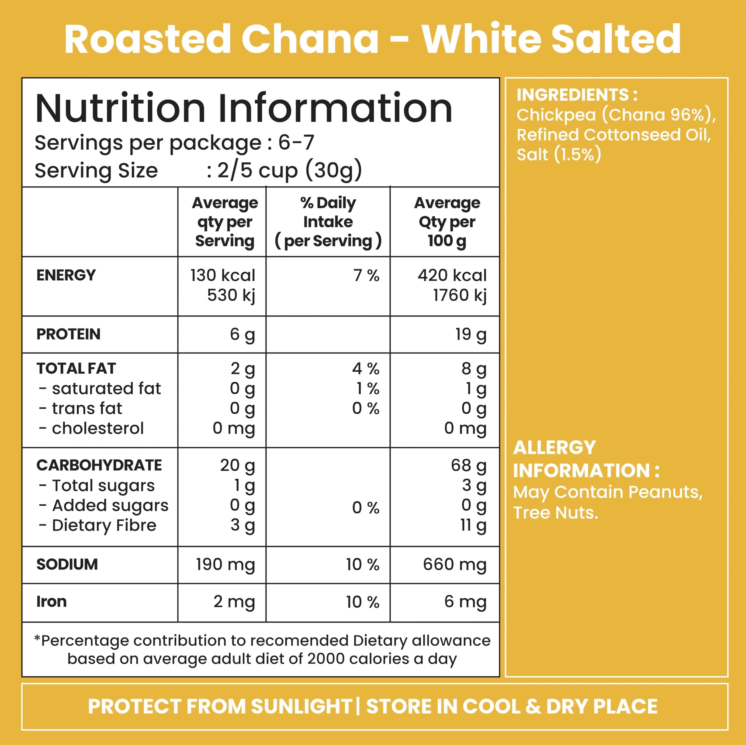 Jabsons Roasted Chana Mahabaleshwar White, 200gm | 100% Roasted | No Onion No Garlic | Desi Chana Namkeen Snacks Gluten-Free | Crunchy Protein Snacks Bhuna Chana Ready to Eat — image 3