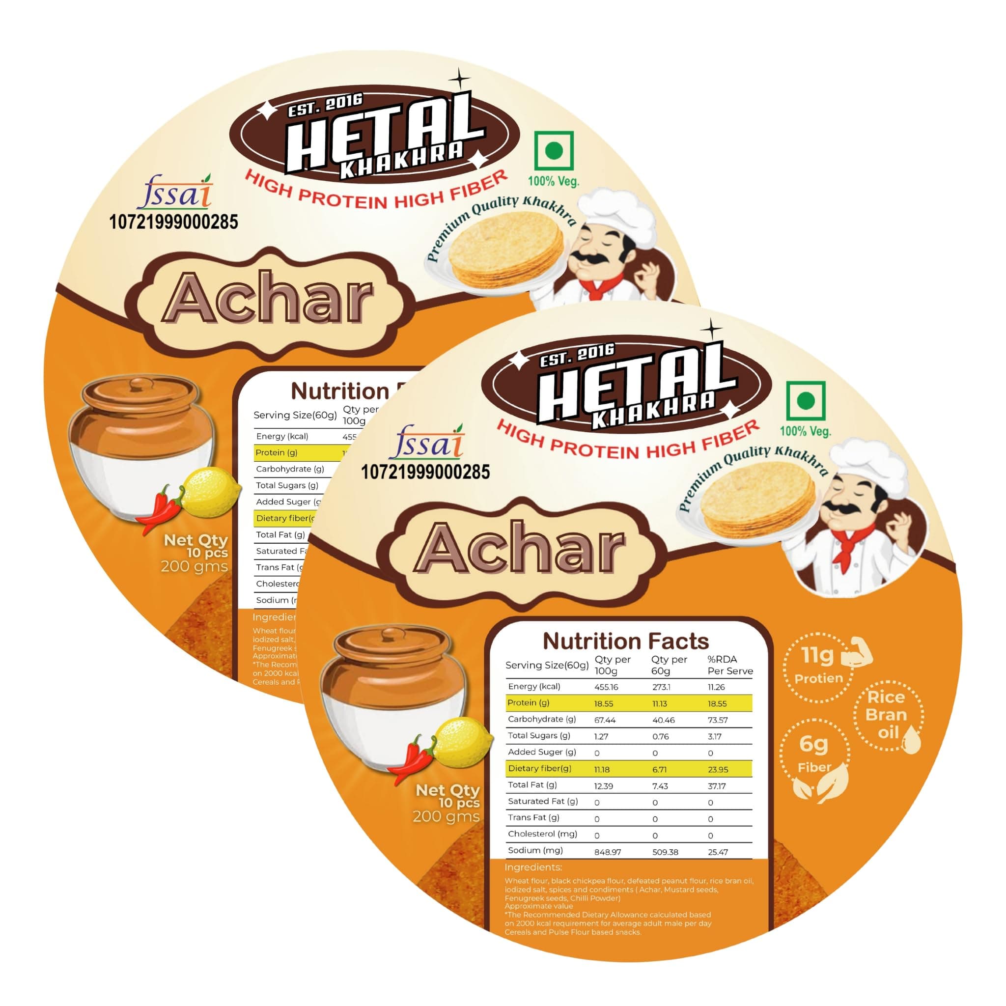 Achar Khakhra | JAIN | Crispy | Ready To Eat | High Protein High Fiber| No Palm Oil | 200g Vacuum Pack Of 2 — image 2