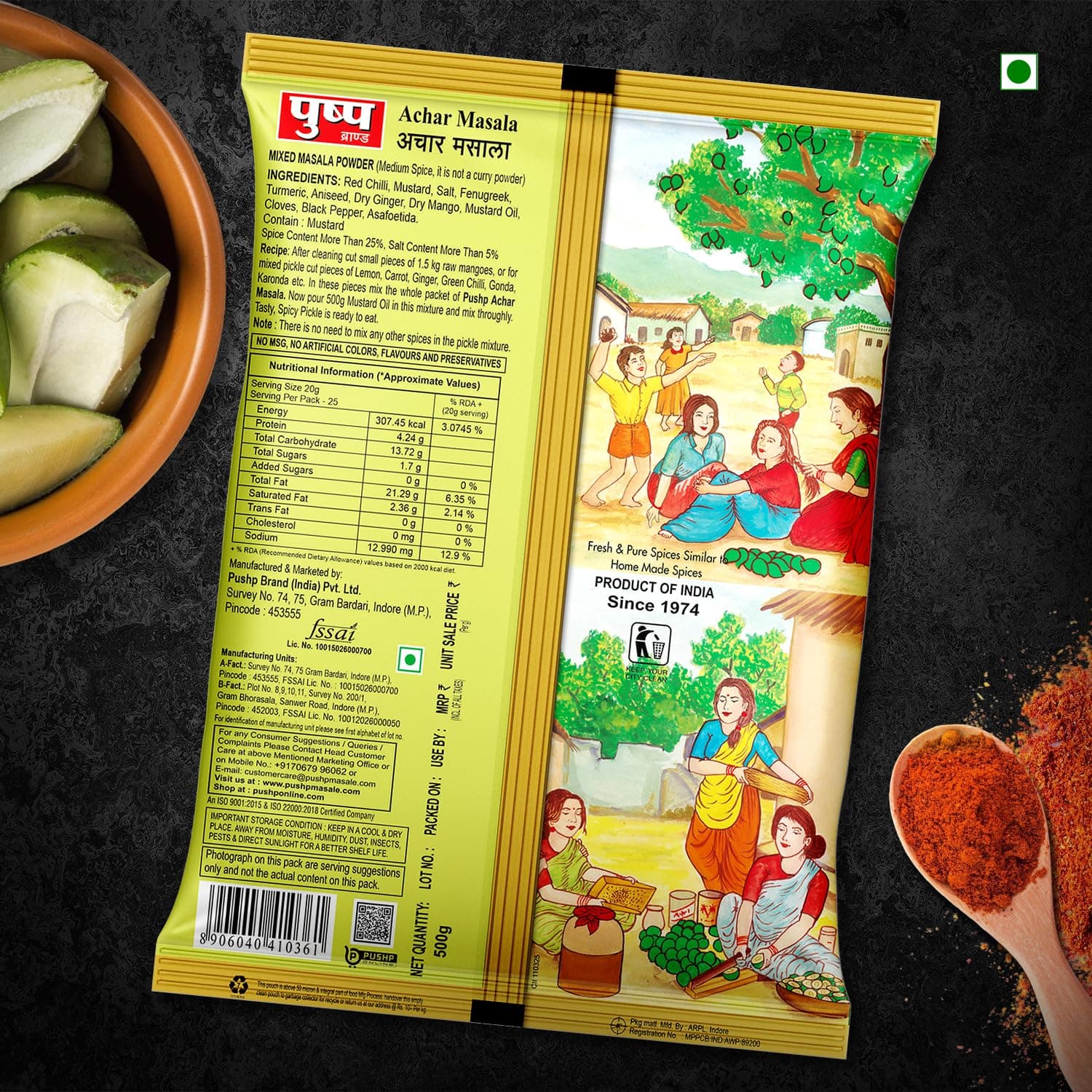 Pushp Achar Masala | 500g | Premium Blend of Traditional Spices | Ready-to-Use Pickle Mix | Authentic Homemade Pickle Masala | No Added Preservatives (Pack of 1) — image 2