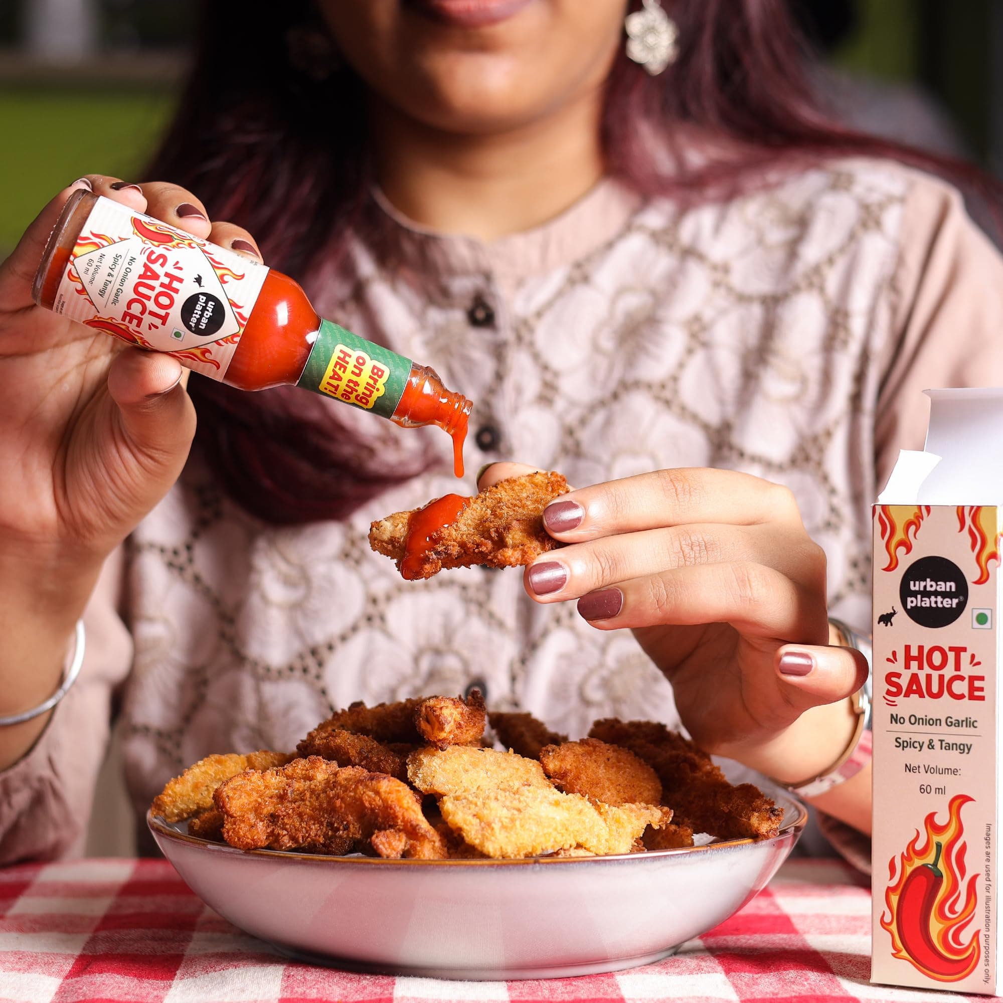 Urban Platter Hot Sauce, 60ml (Tangy & Balanced Chilli Heat, Made with Indian Chillies, No Onion, No Garlic, No Preservatives) — image 4