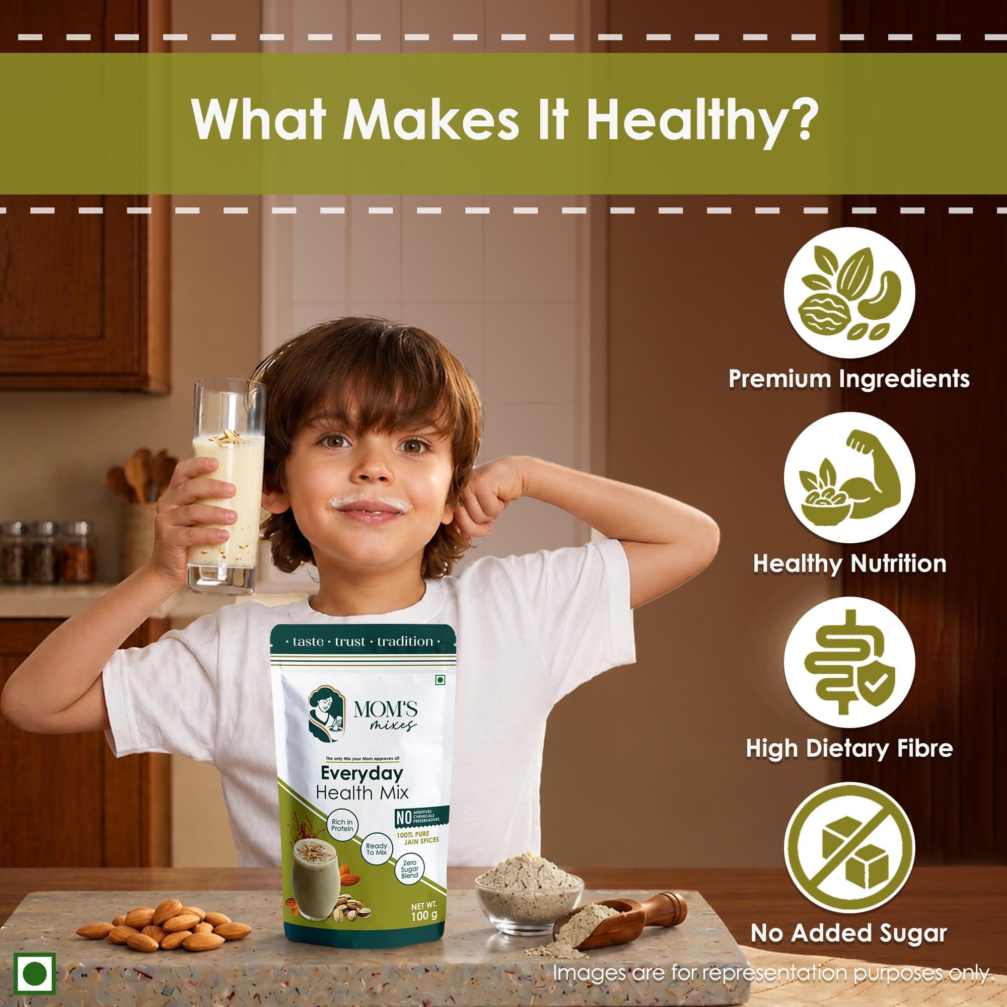 Mom’s Mixes Everyday Health Mix | Dry Fruits | 16g Natural Protein | Almonds, Pistachios & Seeds Blend | Pure Jain Mix | No Sugar | Semi-Solid Nutrient Mix | Pure Jain | No Preservatives | No MSG | Healthy Blend | 200g — image 7