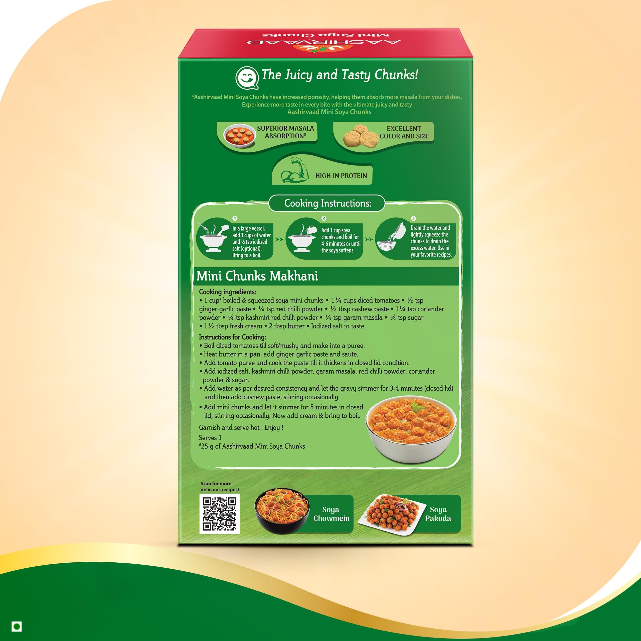Aashirvaad Mini Soya Chunks, 100% Veg, Absorbs More Masala, Juicy & Tasty, High Protein, 200g Pack — image 14