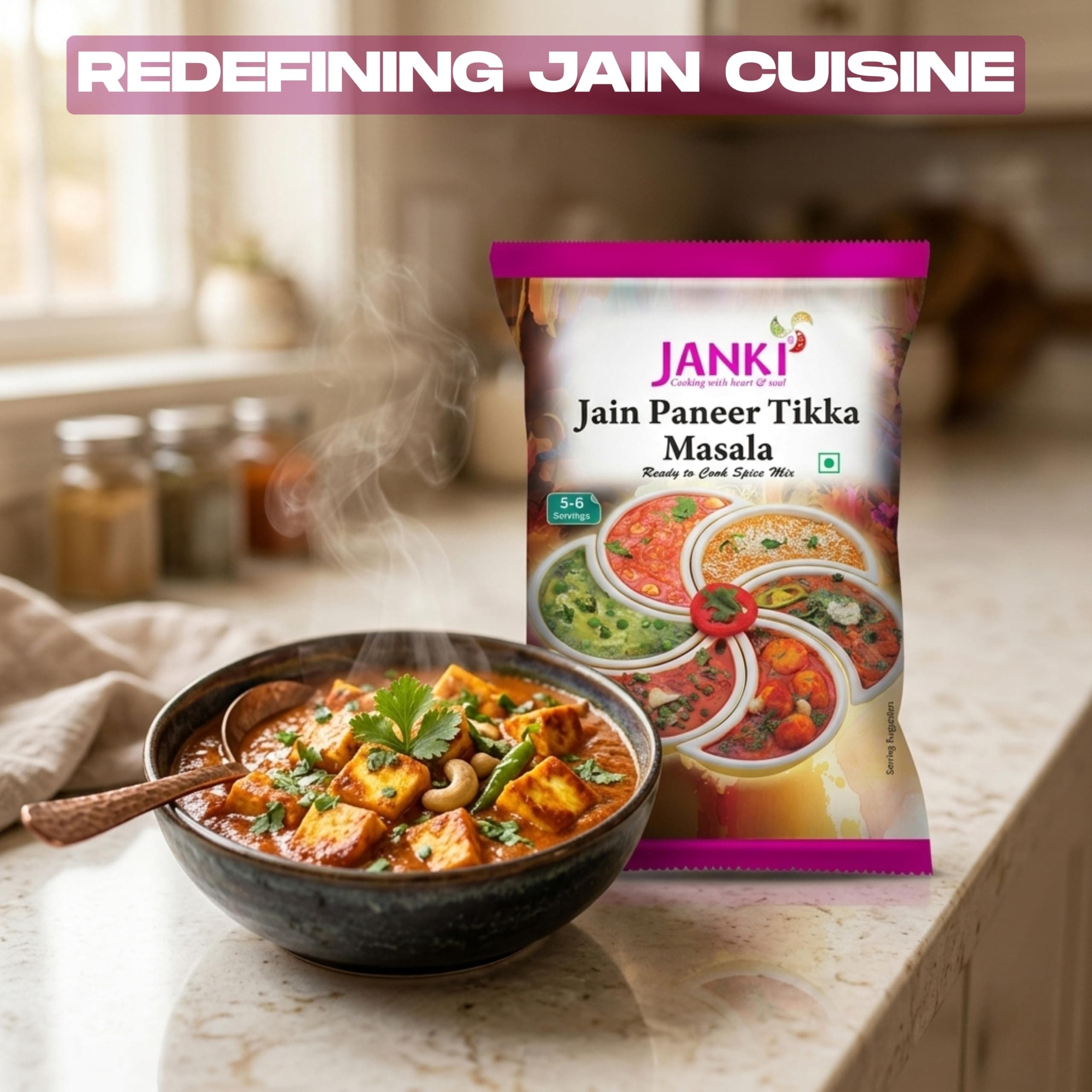 Janki Jain Paneer Tikka Masala - Pack of 7, 50 Gms Each | Ready to Cook Paneer Masala Mix | No Onion No Garlic | Quick & Easy Paneer Masala Packet — image 4