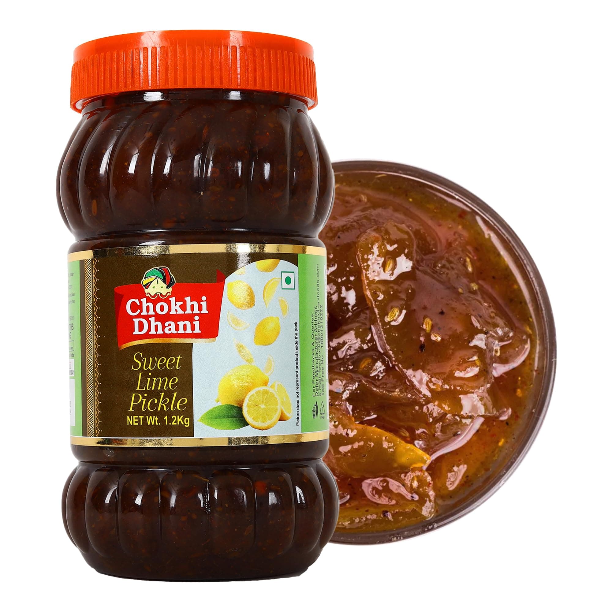 Chokhi Dhani Sweet Lime Pickle 1.2kg | Homemade Tangy & Spicy Nimbu Achar | Traditional Indian Lemon Pickle Without Onion & Garlic | Oil Free | Authentic Taste