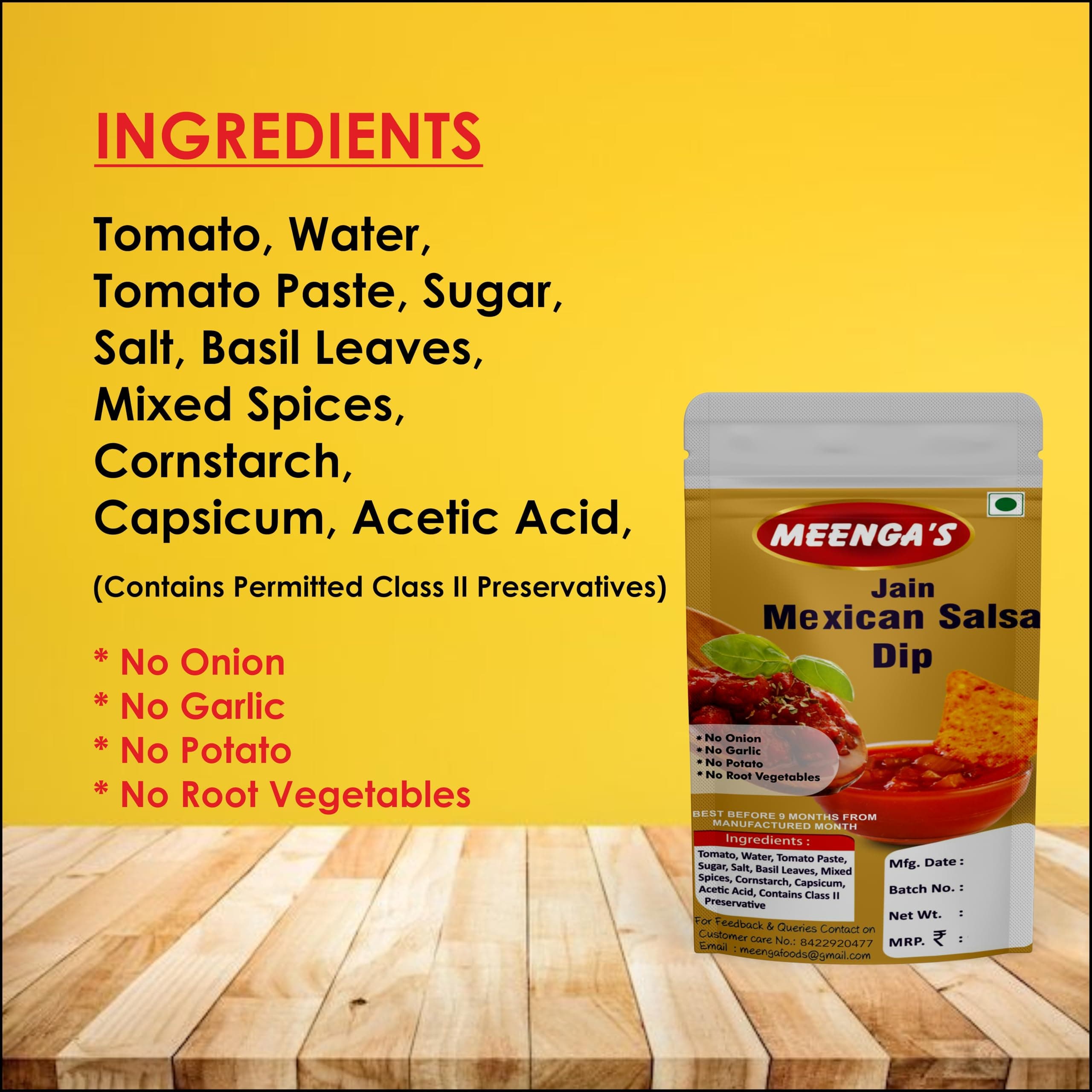 MEENGA’s Homely Made Jain Mexican Salsa Dip 225g | Perfect Dip for Nachos, Chips and Snacks | No Onion No Garlic | 100% Jain-Friendly | Natural Ingredients | Fresh & Tangy Ready-to-Eat Salsa — image 6