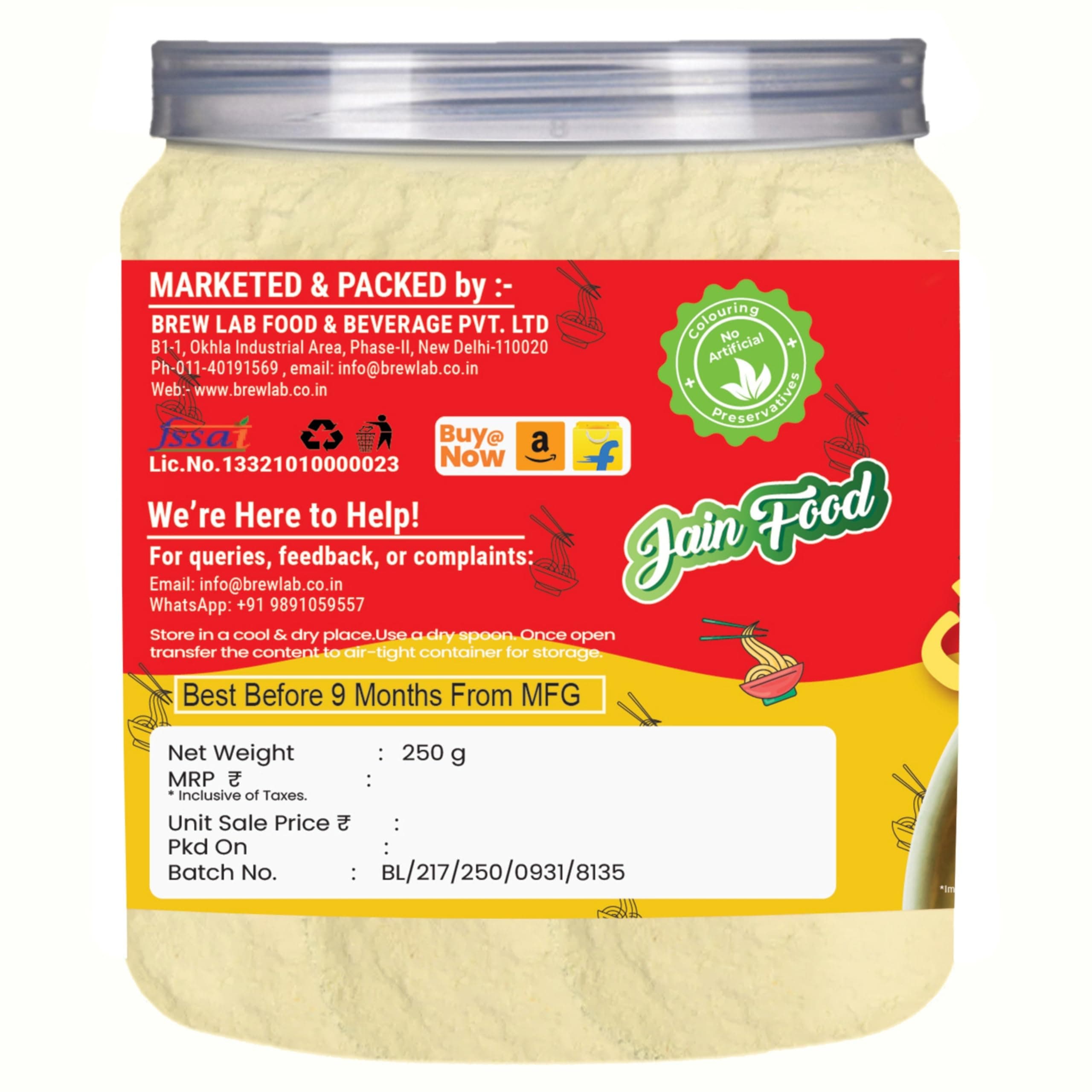 Brew Lab No Onion No Garlic Chinese Masala | Jain Chinese Spice Mix | Authentic Indo-Chinese Flavour | MSG Free | 100% Pure Spices | For Noodles, Fried Rice & Manchurian — image 3
