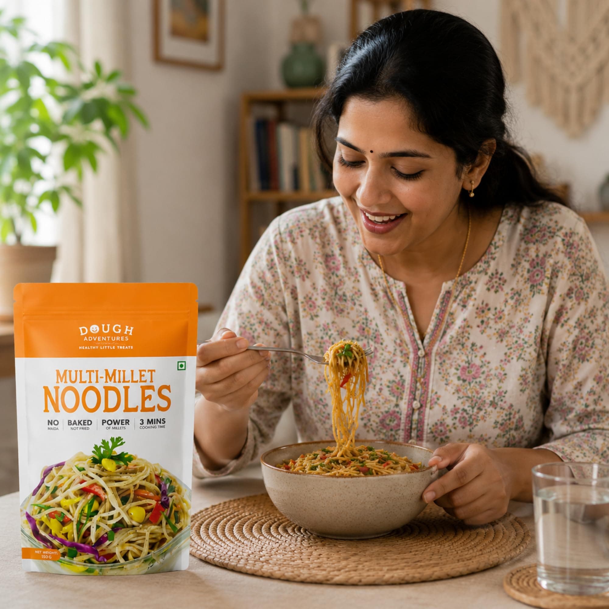 Masala Millet Hakka Noodles – Dough Adventures Multi Millet Noodle 300g (150g x 2) Combo Pack | High Protein, No Maida, No Palm Oil | Made with Millets & Whole Wheat | Quick-to-Cook Healthy Snack for Kids & Adults (Pack of 2) — image 8