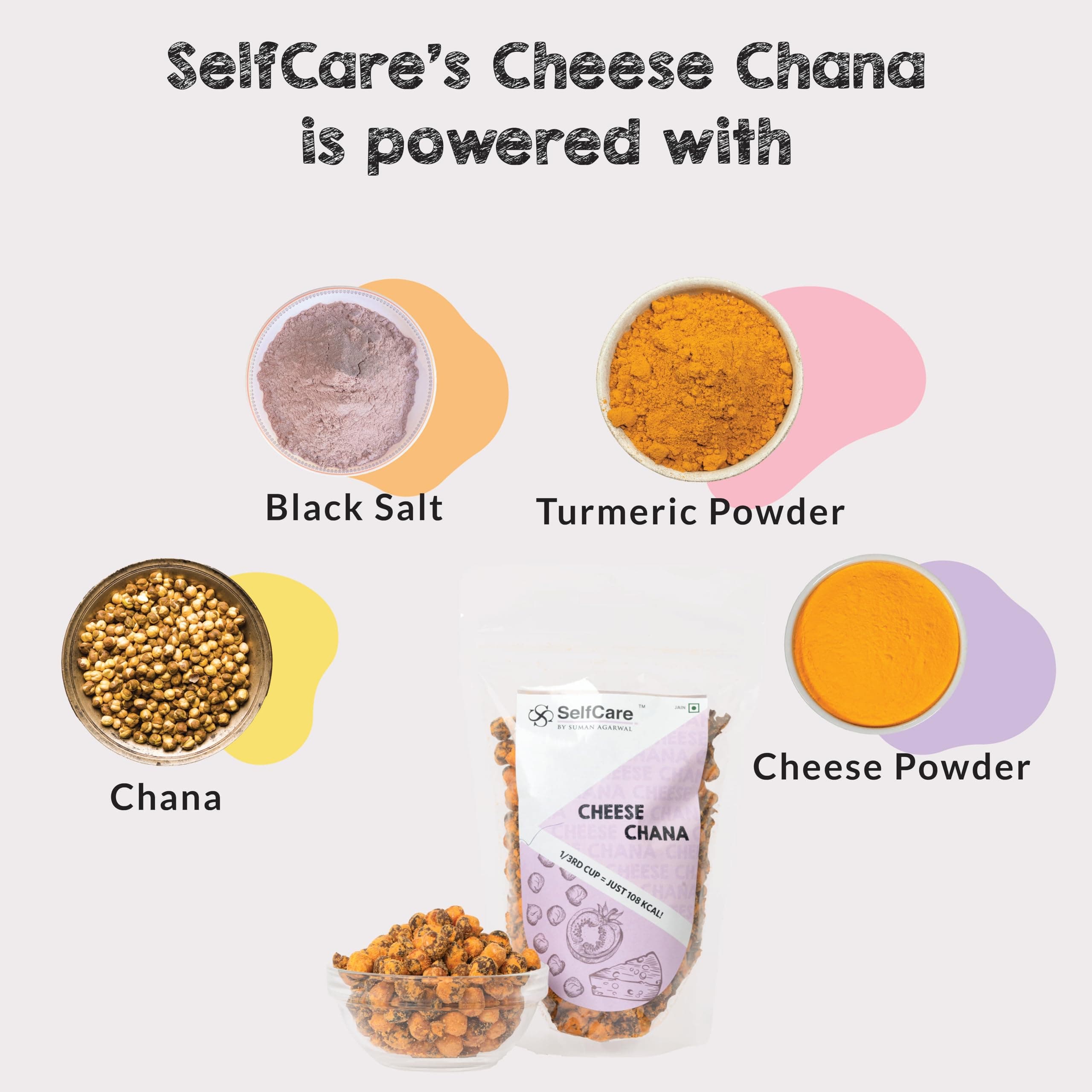 SelfCare By Suman Agarwal Cheese Chana Pack of 1 200g | Healthy - Roasted - Gluten free | Snacks - Namkeen - Grocery | Crispy - Chatpata - Tea time Snacking | Travel & Jain Friendly — image 2