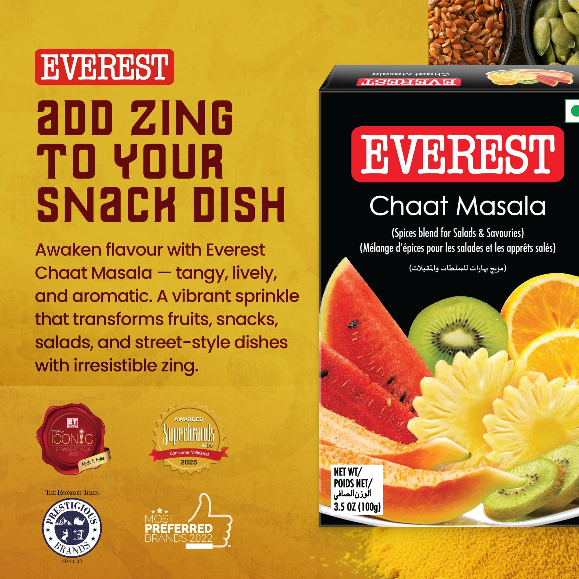 Everest Chaat Masala – 100g | Tangy & Flavourful Chaat/Chat Masala Powder for Snacks, Fruits, Salads & Street-Style Dishes — image 2