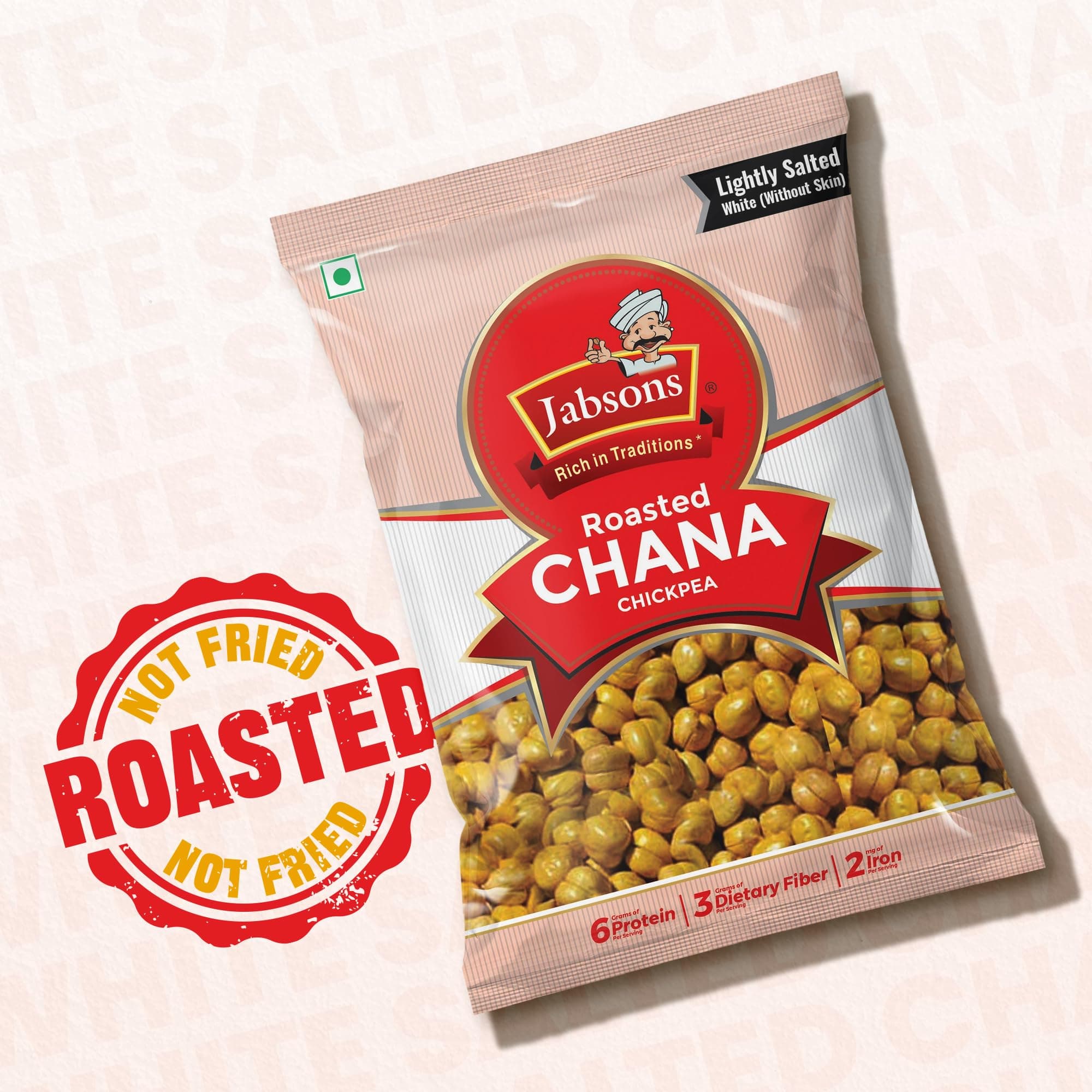 Jabsons Roasted Chana Mahabaleshwar White, 200gm | 100% Roasted | No Onion No Garlic | Desi Chana Namkeen Snacks Gluten-Free | Crunchy Protein Snacks Bhuna Chana Ready to Eat — image 4