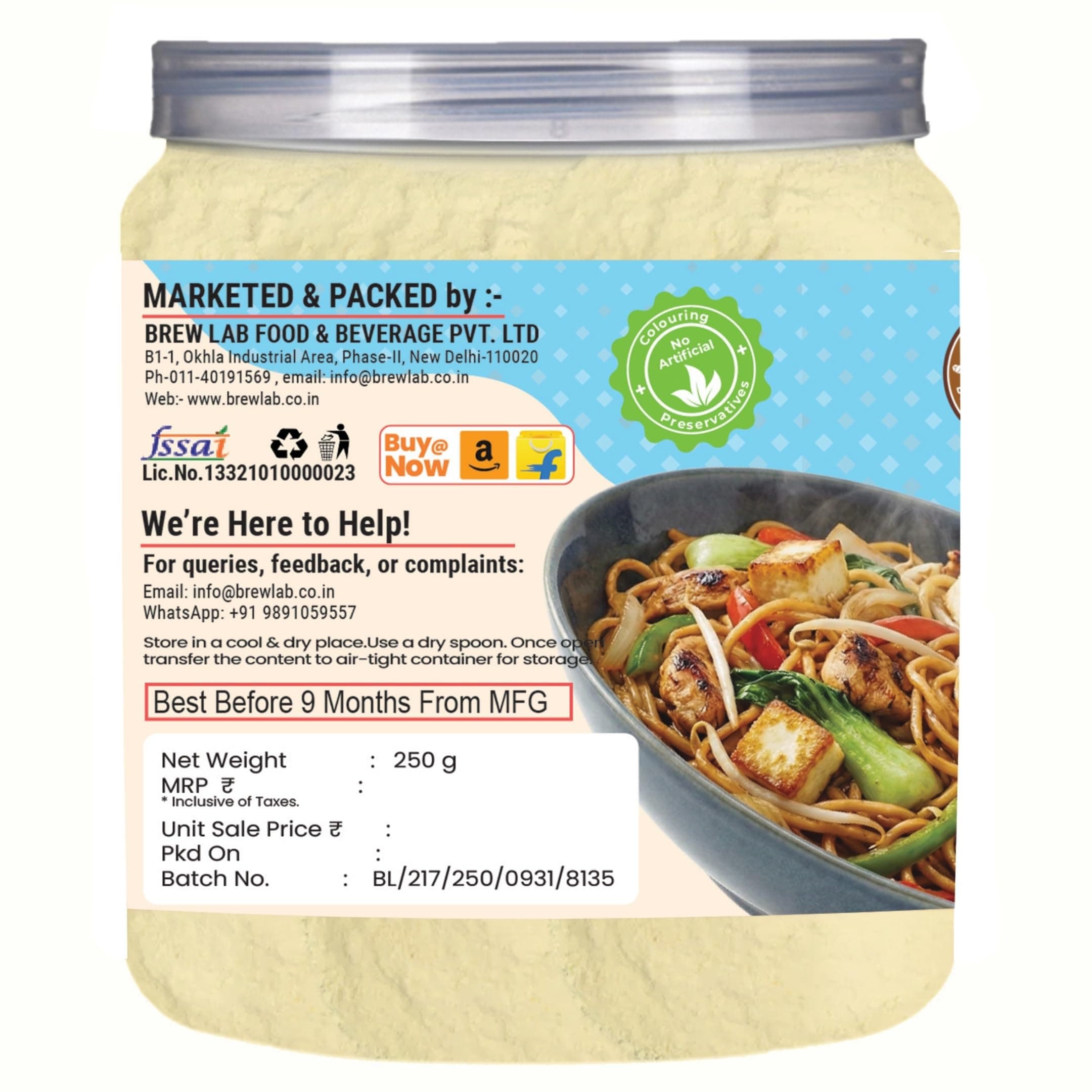 Brew Lab No Onion No Garlic Umami Masala | Jain & Satvik Friendly Asian Seasoning for Noodles, Fried Rice, Soups & Stir-Fries | High Umami Taste | 250g — image 3