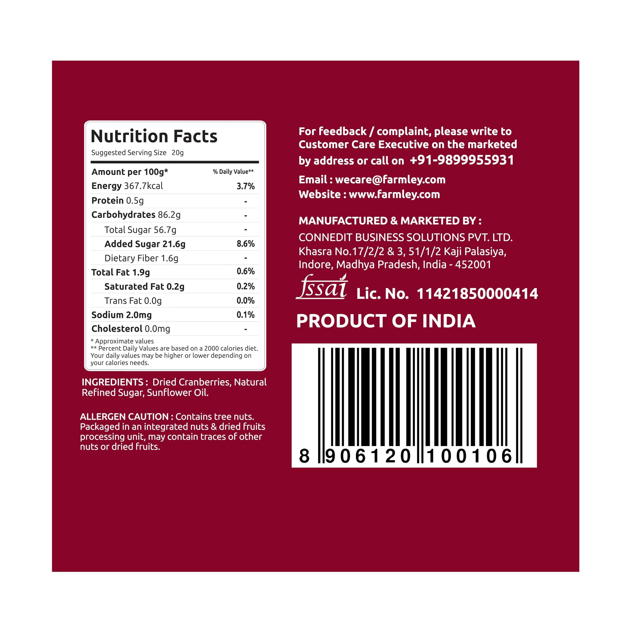 Farmley Dried Cranberry I 200 Gram, Pack Of 1 I Dried Fruit, Berries, High Nutrient And Antioxidant No Added Preservatives — image 3
