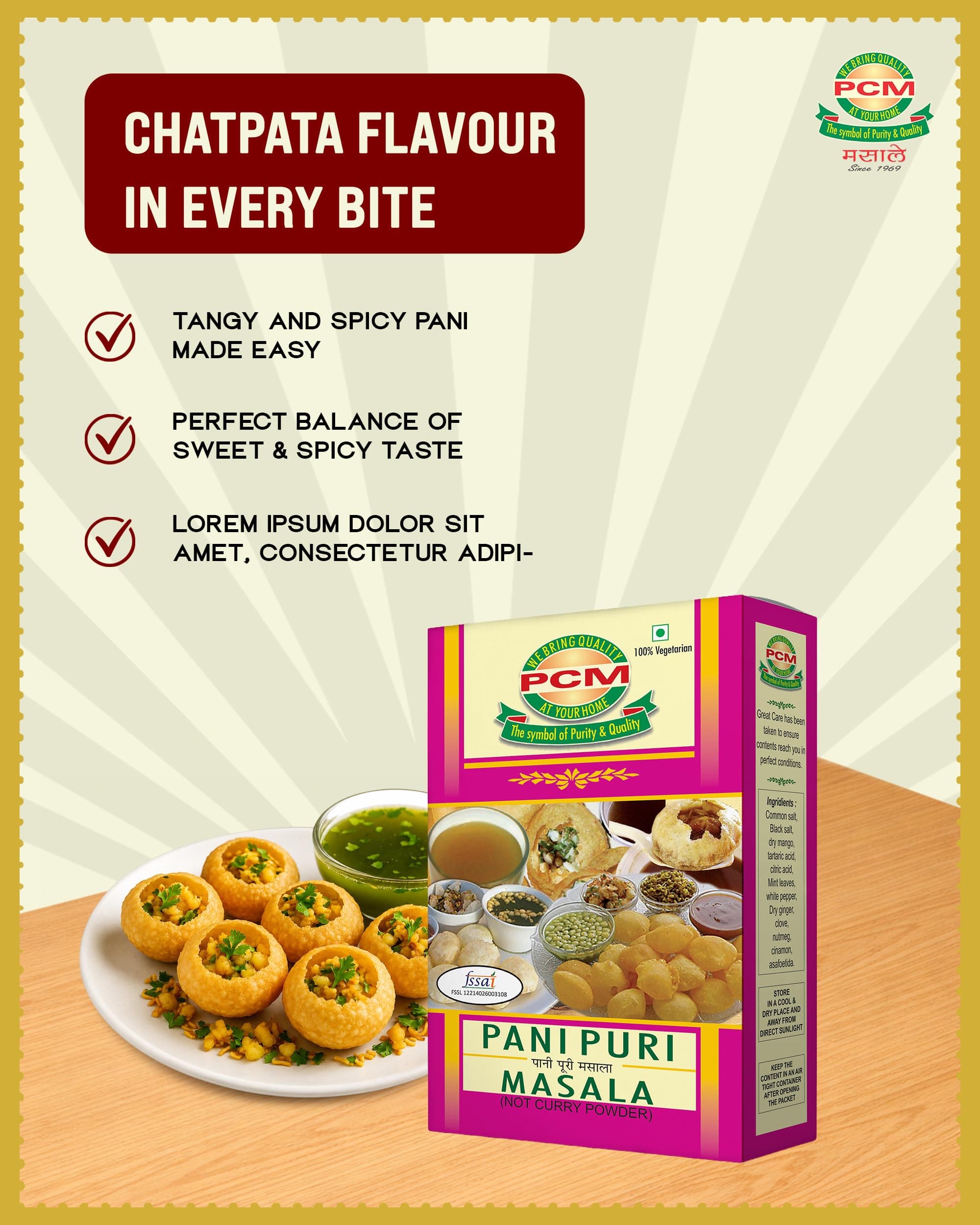 PCM Pani Puri Masala Powder - 100g | Tangy & Spicy Golgappa Pani Mix for Authentic Street-Style Taste — image 8