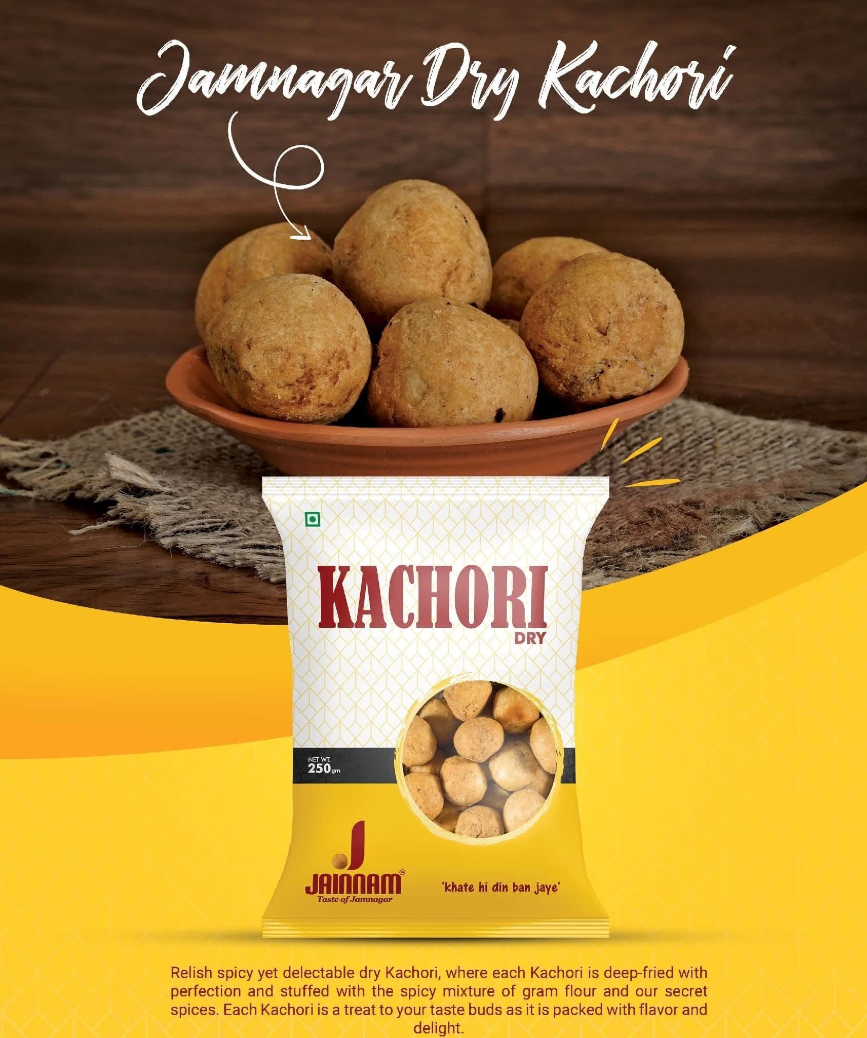 JAINNAM Jainam Foods Famous Jamnagari Kachori(250G)|Dry Kachori|Sweet And Spicy Snack|Jamnagar's Famous — image 3