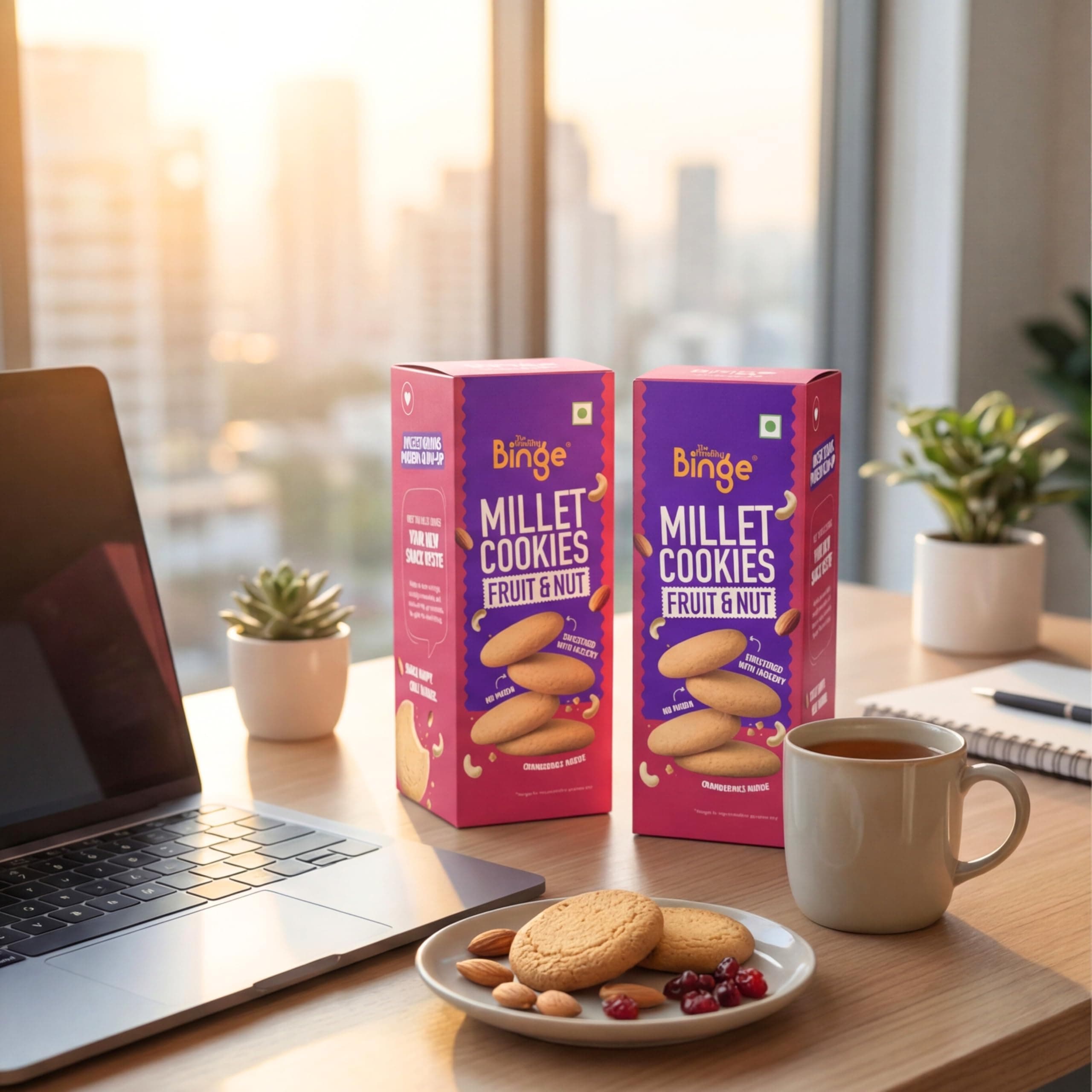 The Healthy Binge Millet Cookies Fruit & Nut – Healthy Snacks | Fruit & Nuts Cookies | Jaggery Cookies | Healthy Snacks for Kids and Adults 90g (Pack of 2) — image 4