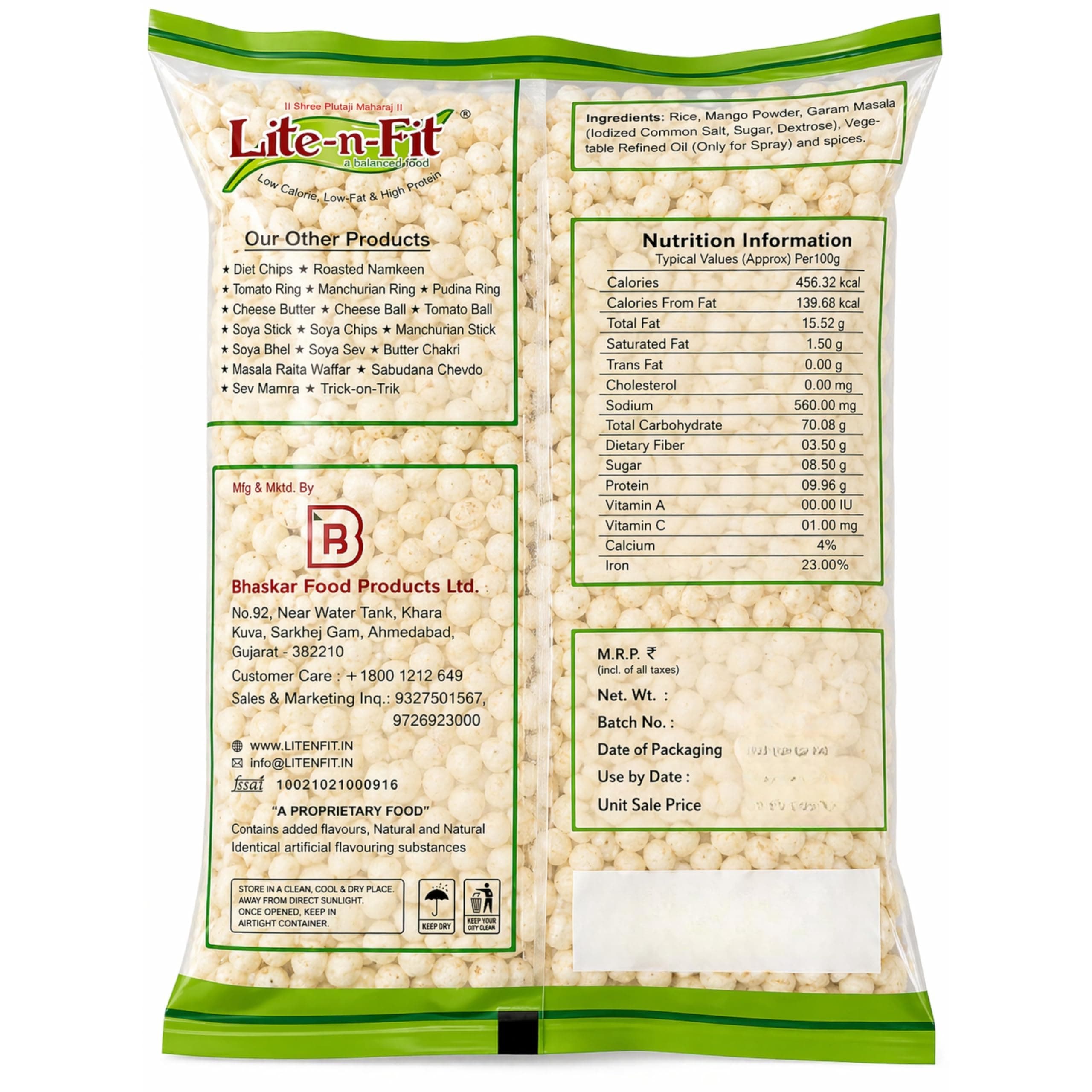 Lite-n-Fit Roasted Jowar - 130g Each, Pack of 4 | Crunchy & Healthy Sorghum Snack | Roasted Namkeen | Light & Crispy Evening Snack | Jowar Murmura — image 3