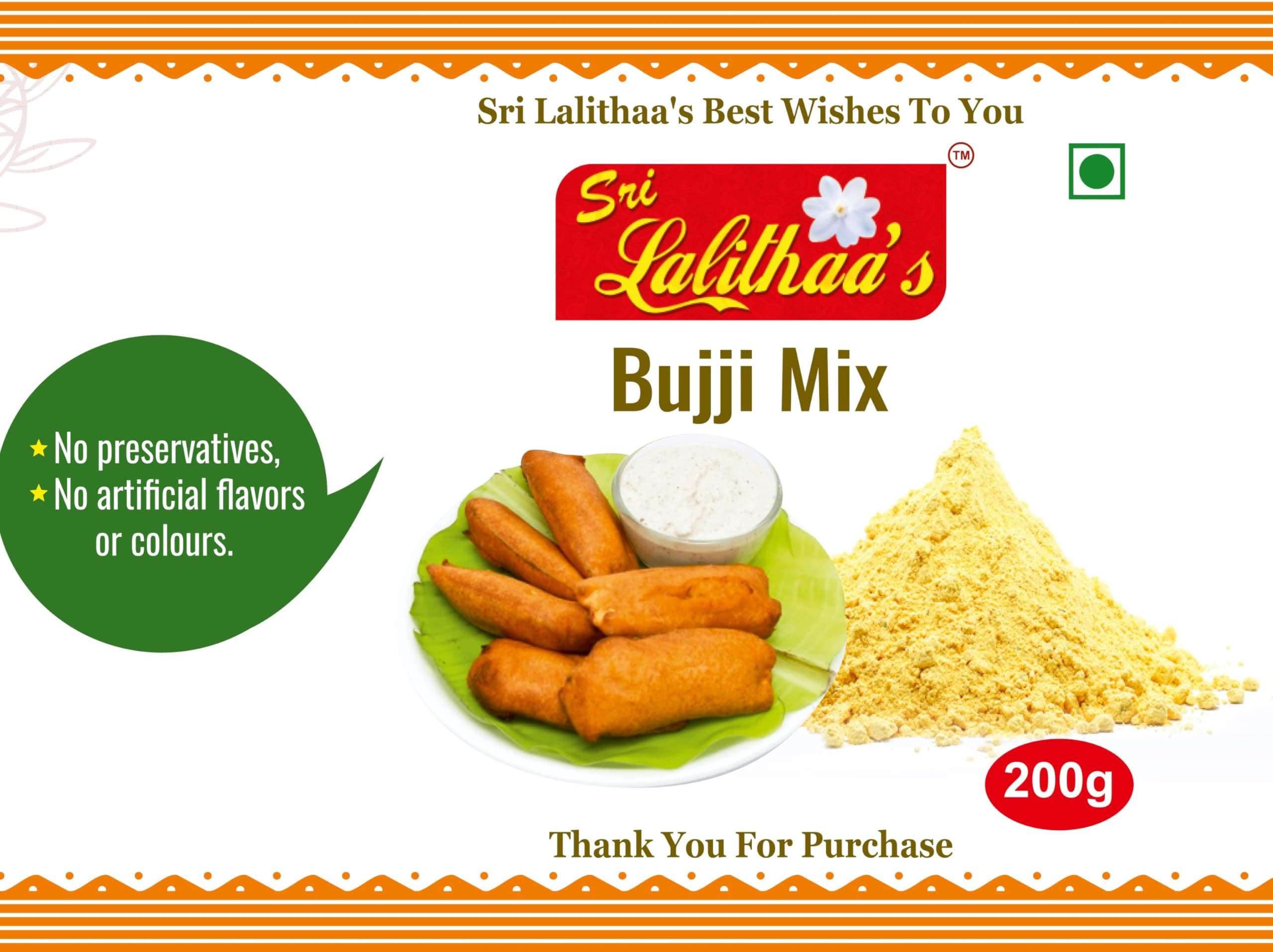 Sri Lalithaa’s Traditional Instant Bajji Mix | South Indian Style Crispy Snack Batter | No Onion & No Garlic | No Artificial Colours – 200g — image 3