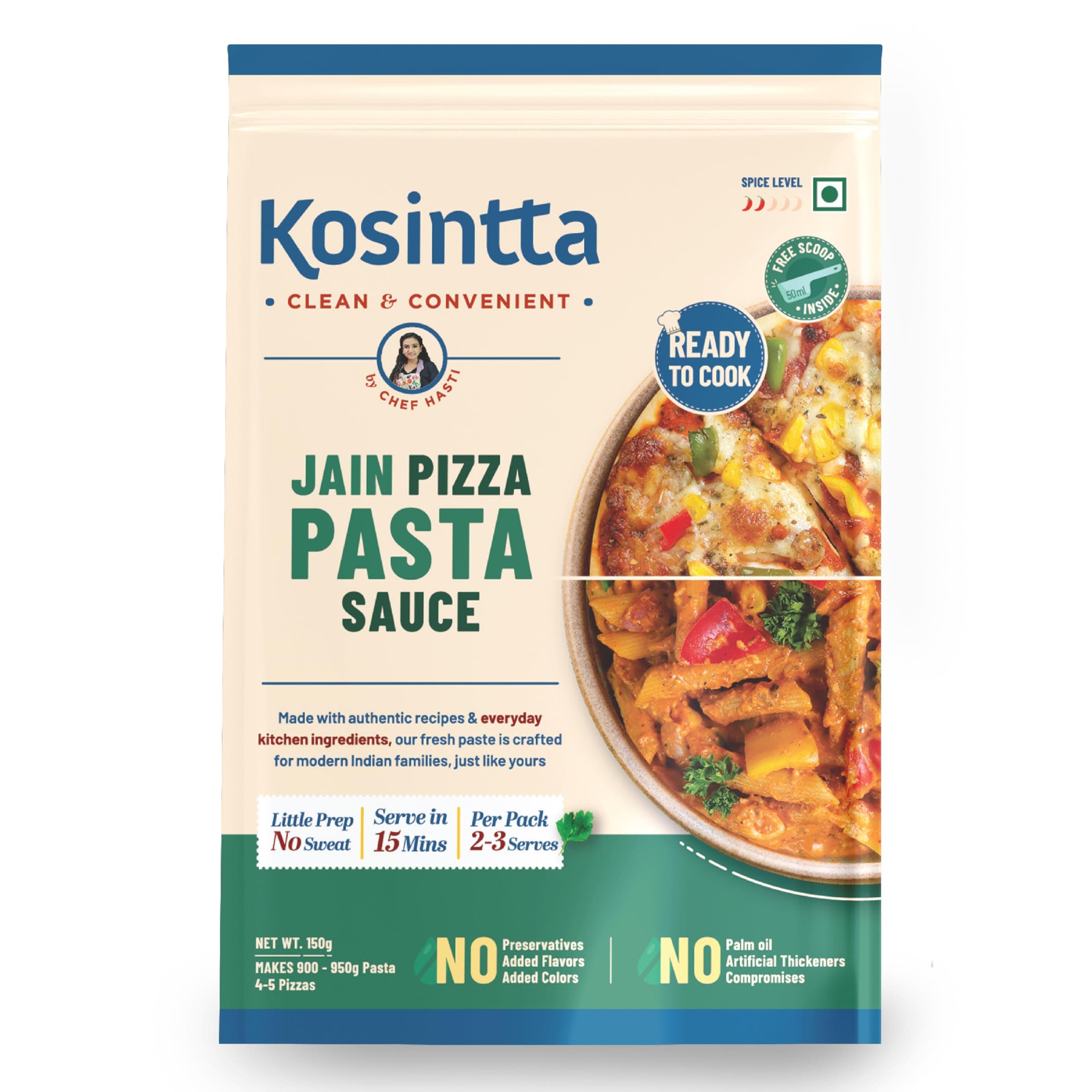 Kosintta Jain Pizza Pasta Sauce 150g | No Onion No Garlic | Authentic Italian Taste | Ready to Use Cooking Sauce | Perfect for Pizza Pasta & Snacks | Rich Flavor | Jain Friendly | Healthy & Tasty Sauce