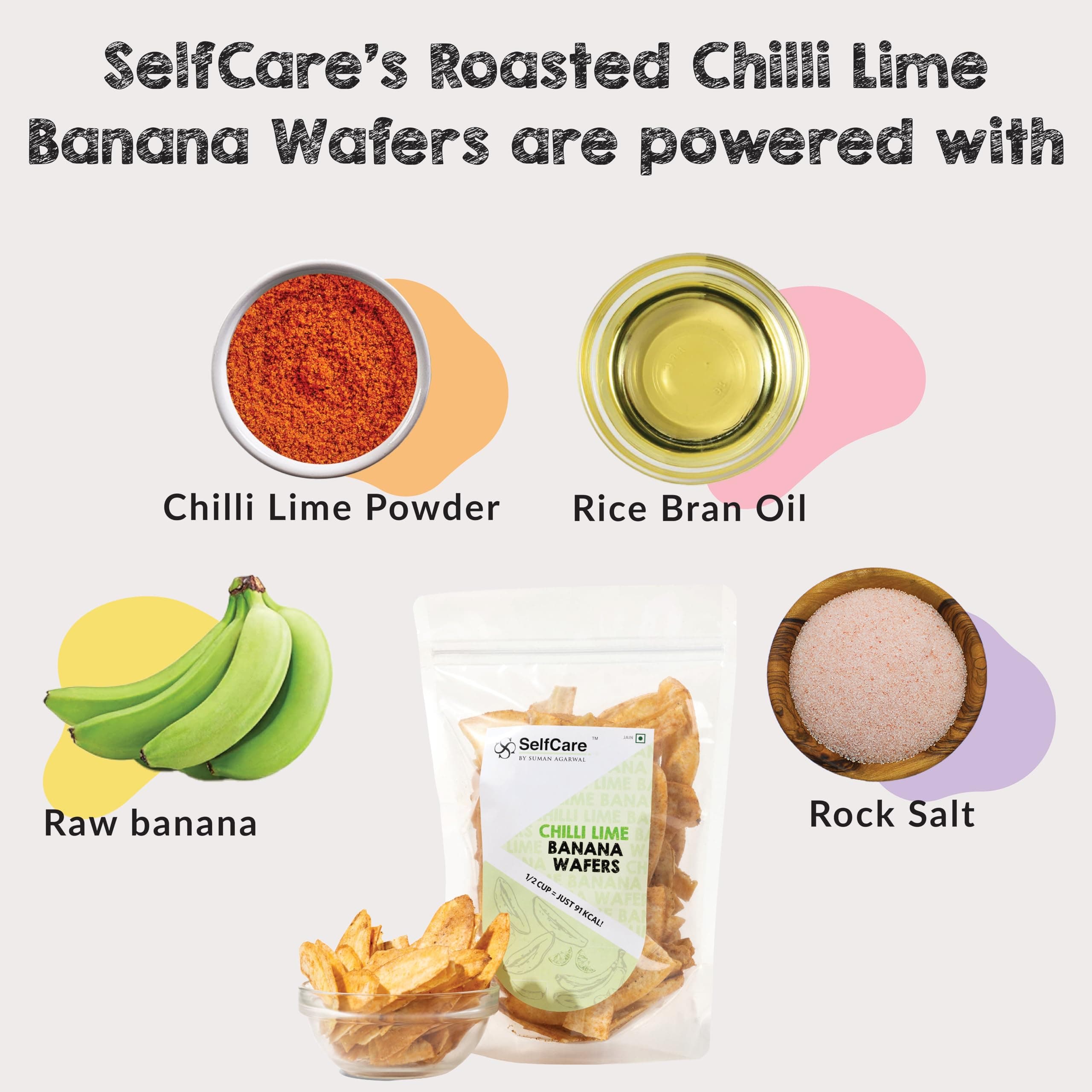 SelfCare By Suman Agarwal Roasted Chilli Lime Banana Wafers - 100 gms (Pack of 1) | Healthy - Gluten Free | Savoury - Snacks - Namkeen - Grocery | Workout - Tea time Snacking | Jain & Travel Friendly — image 2