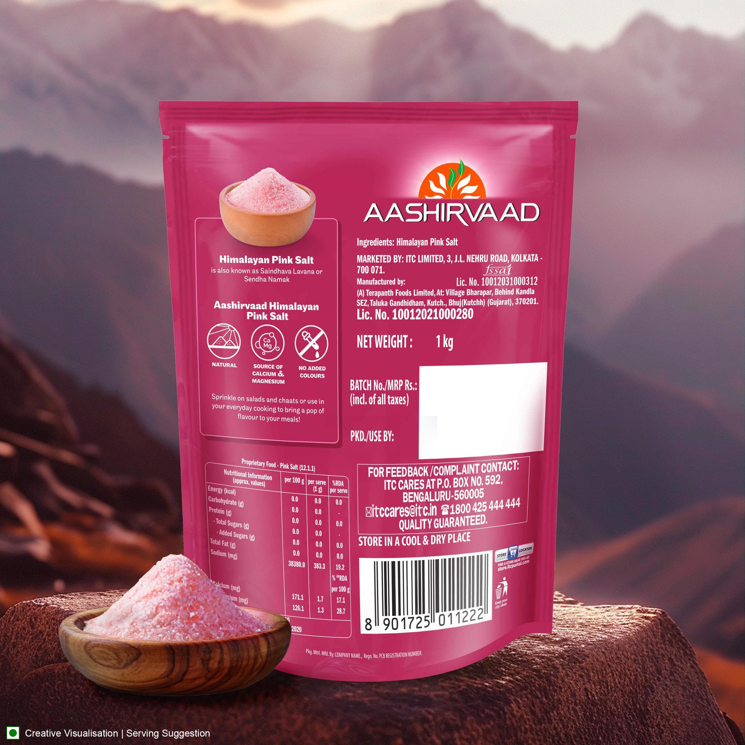 Aashirvaad Himalayan Pink Salt, 100% Natural Rock Salt Sourced from the Himalayan Ranges, Pure Sendha Namak with Minerals for Everyday Use, 1 Kg — image 8