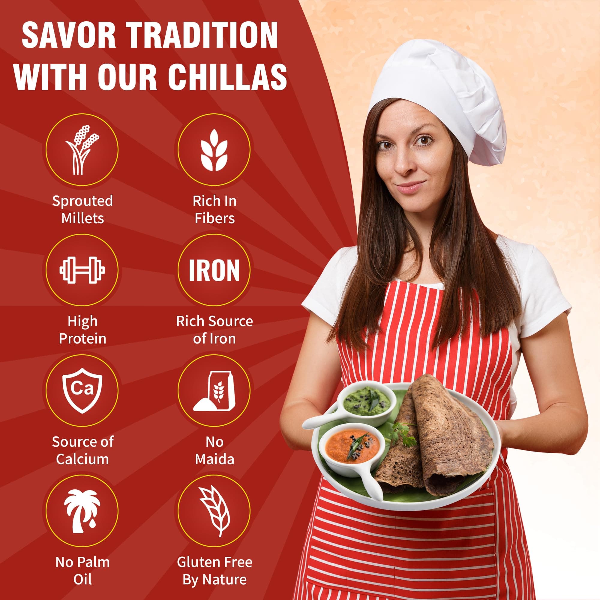 ME & MILLETS Sprouted Ragi Chilla & Foxtail Millet Chilla Mix Combo (150gX2) - Chatpata & Indian Masala, No Preservatives, Natural Healthy Protein & Fiber-Rich Breakfast For Family (Jain Friendly) — image 8