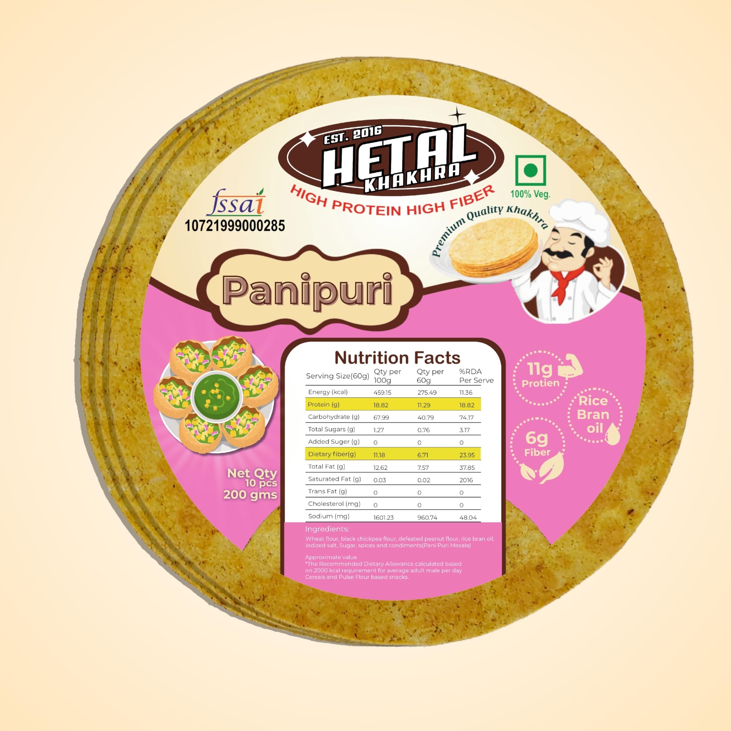 Panupuri Khakhra | JAIN | Crispy | Ready To Eat | High Protein High Fiber| No Palm Oil | 200g Vacuum Pack Of 2 — image 7