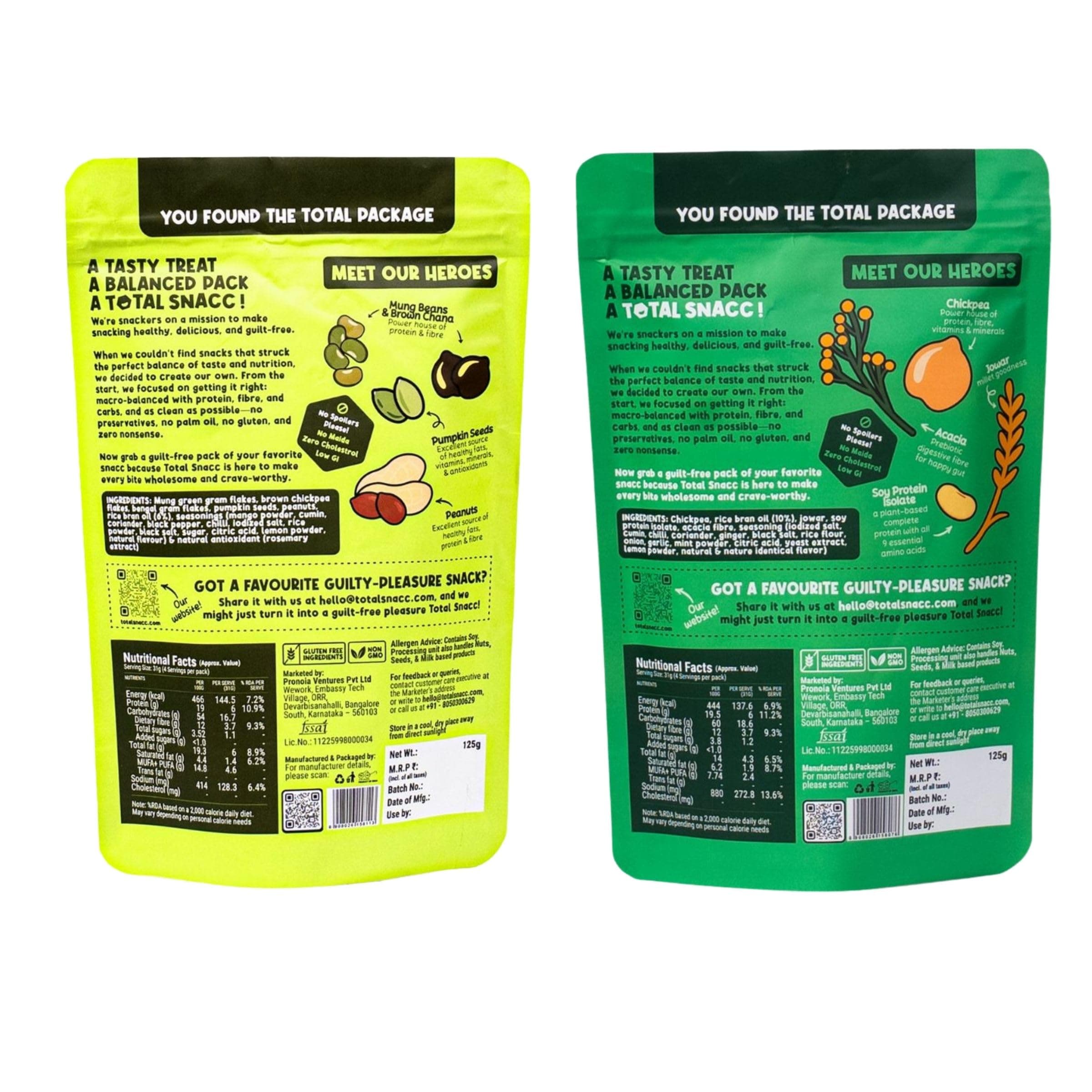 TOTAL SNACC Tangy Lime Combo (125g x 2 Packs) | High Protein 19g | High Fibre 12g | Roasted Not Fried | 70% Less Oil | No Palm Oil | Lime Pudina Super bhujia & Lime Chilli Wholesome Jorgaram | Baked Namkeen | Baked Bhujia | Healthy Snacks | Millet Snacks | No Preservatives | Zero Cholestrol | Diabetic Friendly — image 3