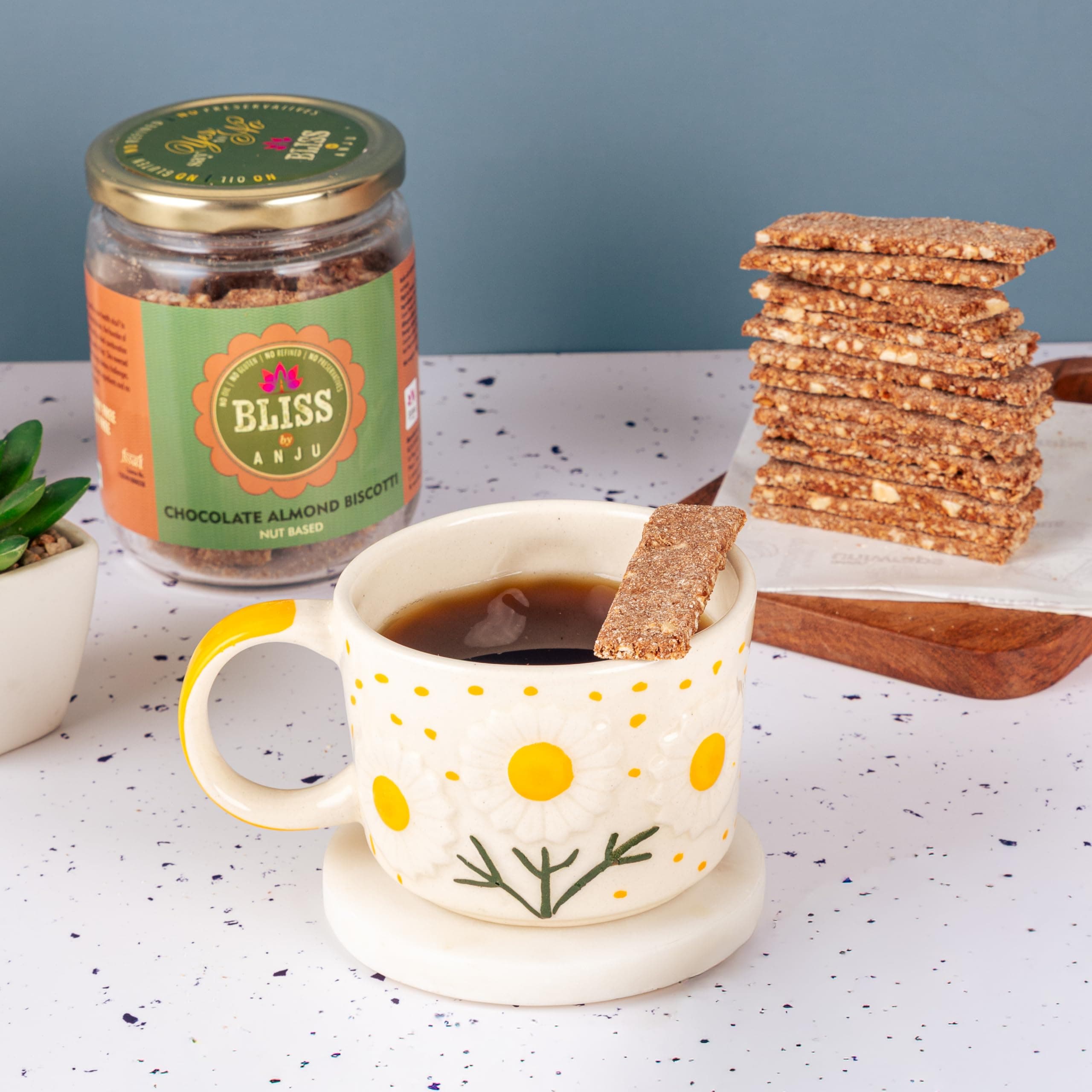 Bliss by Anju Chocolate Almond Biscotti 200g | Contains 38g Protein Per Pack | Activated Almonds & Premium Cocoa | Baked, Gluten-Free | Rich in Fibre & Healthy Fats | Wholesome Crunchy Snack — image 4