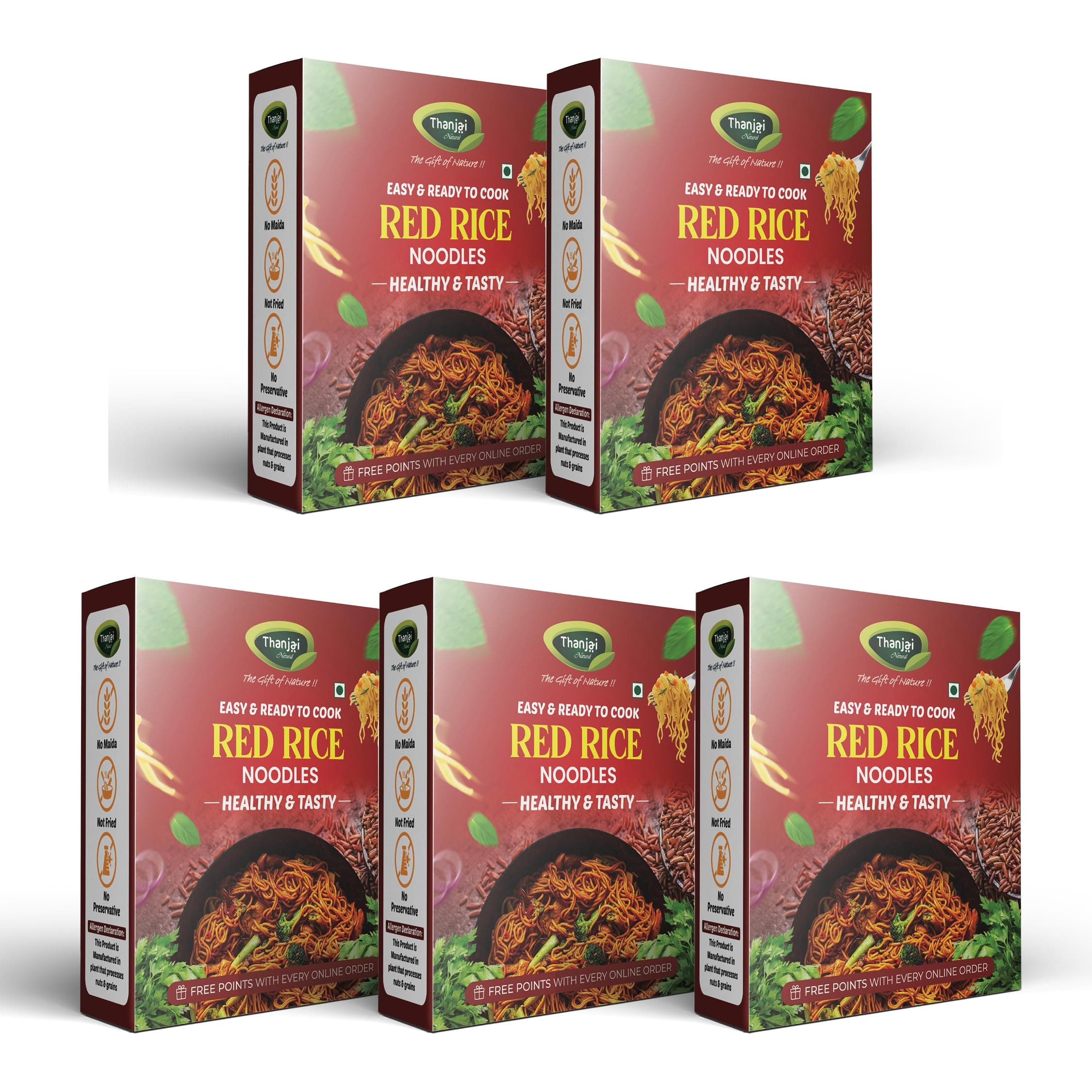 Thanjai Natural Red Rice Millet Noodles 180 Grams X 5 (900 Grams) of Homemade Natural Millet Noodles(No Preservatives, No Chemicals, No Artificial Extract) — image 2