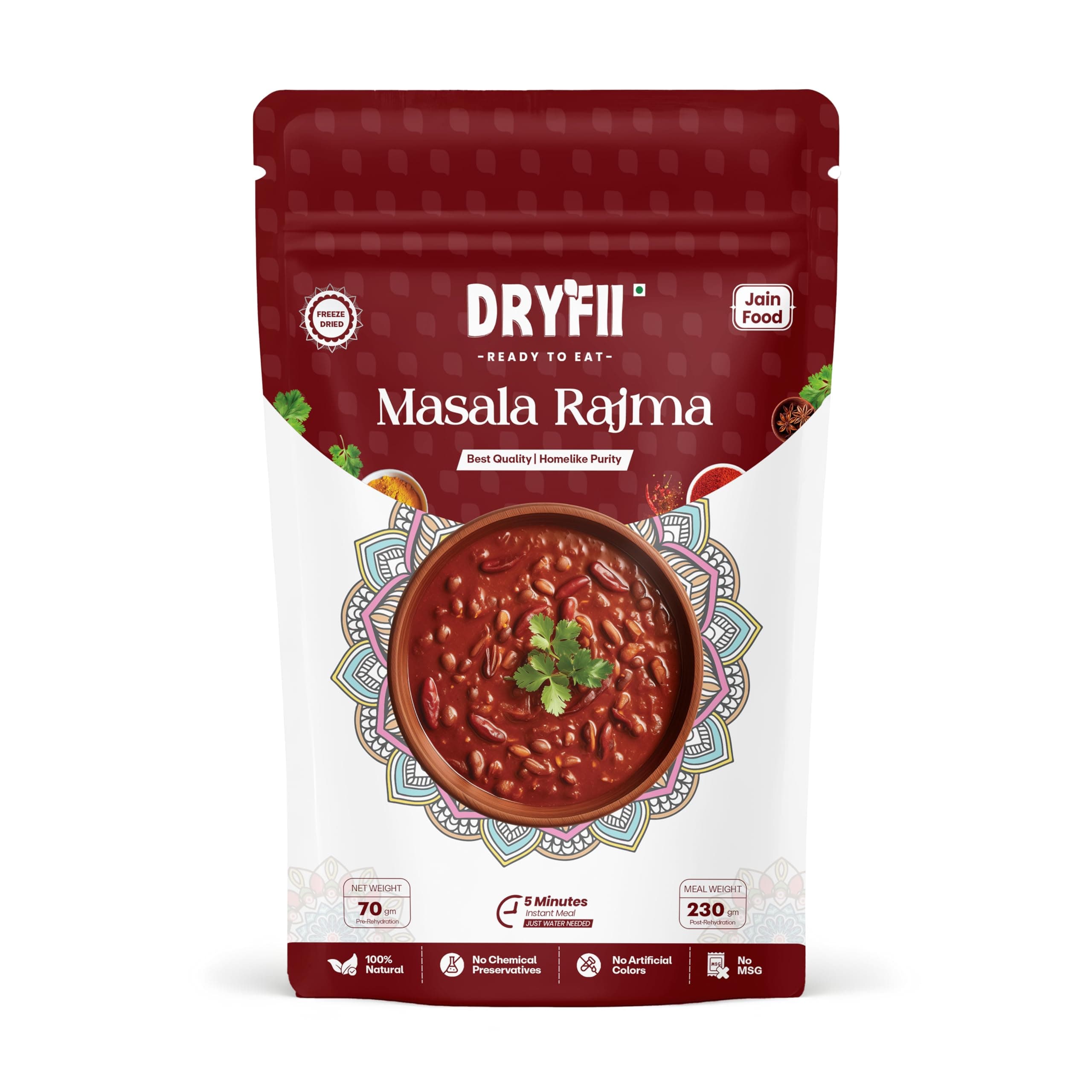 Dryfii Ready to Eat Laccha Paratha (5 Pieces, 1 Pack) & Jain Masala Rajma Combo | Freeze Dried | Classic Homestyle Meal | Pure Veg Pack — image 2