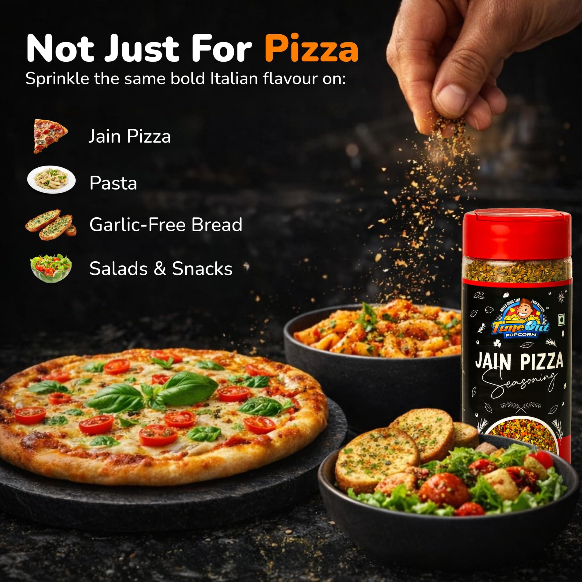 Time Out Popcorn No Garlic & Onion Jain Pizza Seasoning,120g, Pasta,Italian & Indian Dishes,Pack of 2 — image 4