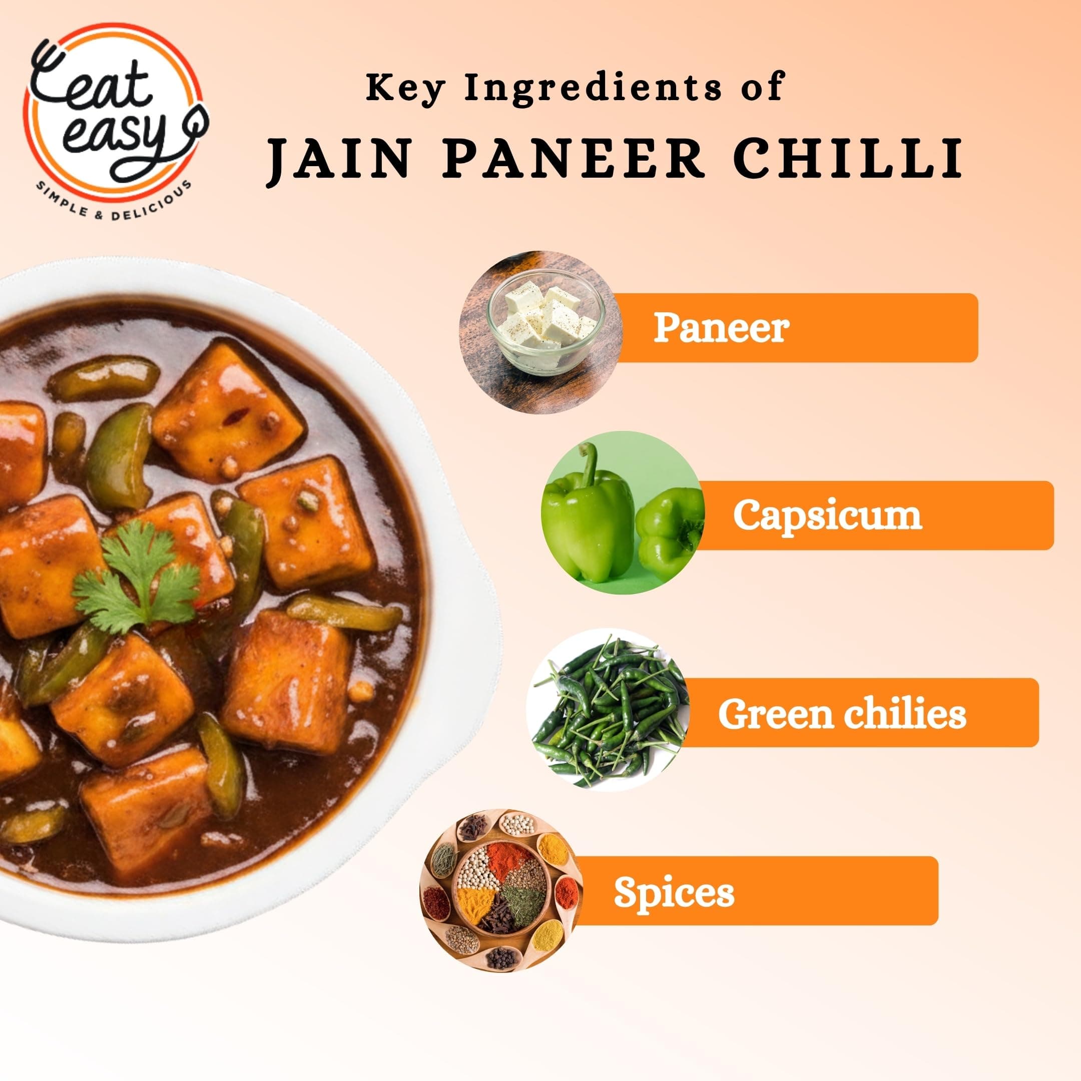 Eat Easy Ready to Eat Jain Paneer Chilli- 95gm (Pack of 2) | Freeze Dried Instant Indo-Chinese Meal | Just Add Hot Water | No Onion No Garlic | Made with Paneer, Capsicum & Jain Schezwan Seasoning — image 5