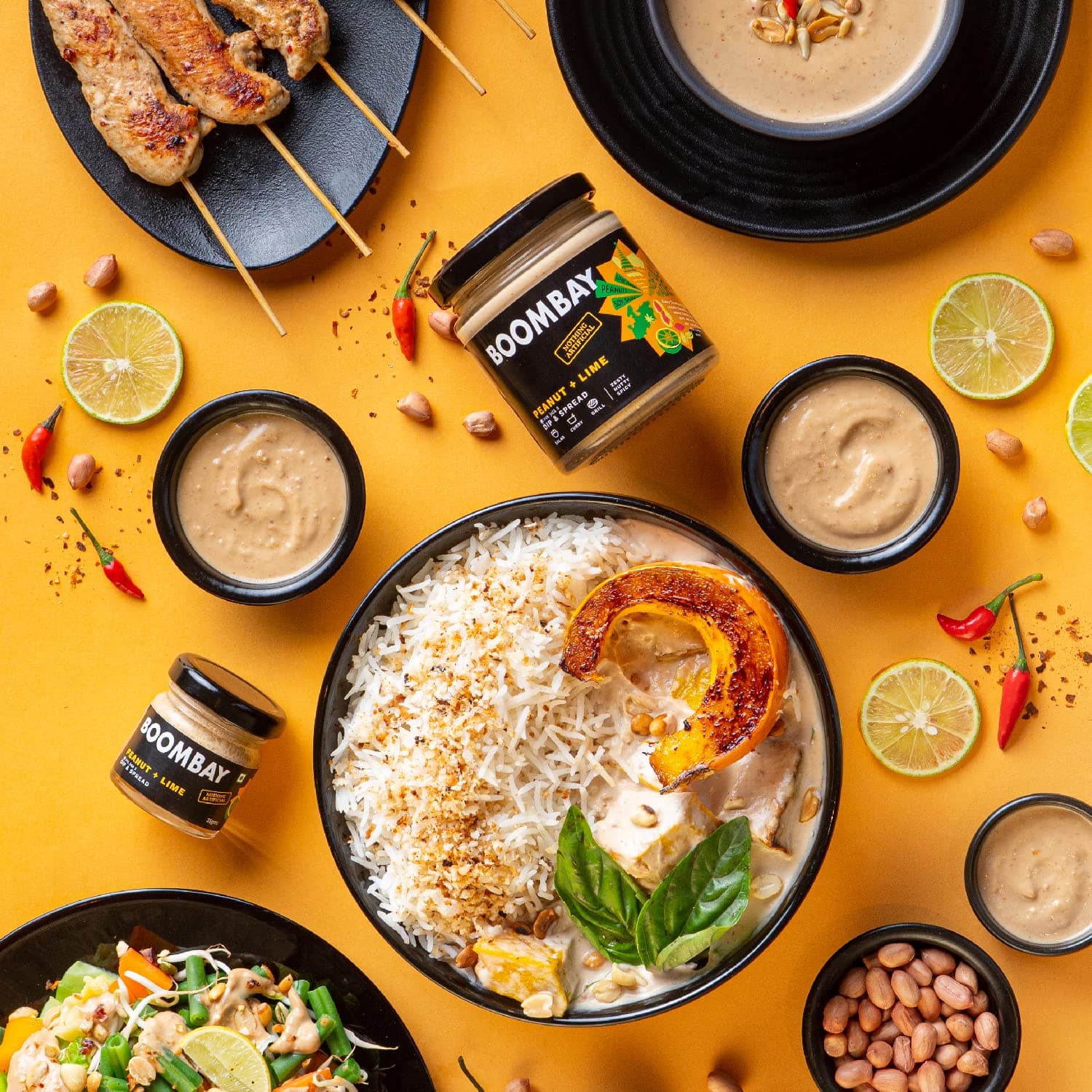 BOOMBAY Peanut Lime Dip & Spread 190g | Nothing Artificial, No Bad Oils, No Refined Sugars | Plant Based | No Onion or Garlic Use as a Salad Dressing, Curry Paste, Marinade for Grill, Spread on Bread — image 7