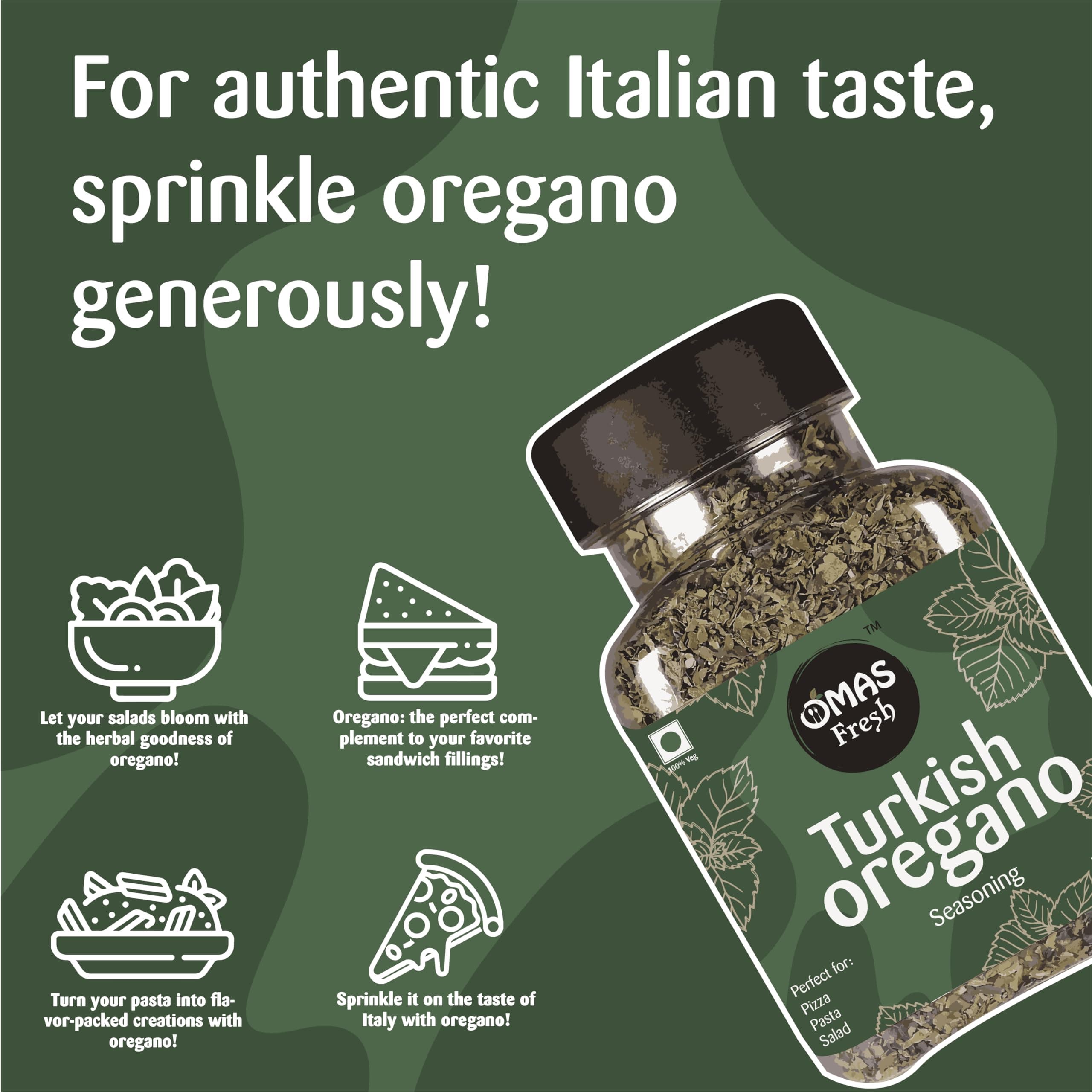 Omas Fresh Multi Seasoning Jain (No Garlic No Onion) Combo | Cheddar Cheese Powder 70g, Jain Peri Peri Masala 65g, Magic Noodles Masala 70g, Oregano Flakes 37g And Chilli Flakes 47g For Pizza, Soup, Popcorn And More Delicious Dishes | Zero added Colours, Fillers, Additives & Preservatives (Pack Of 5) — image 6