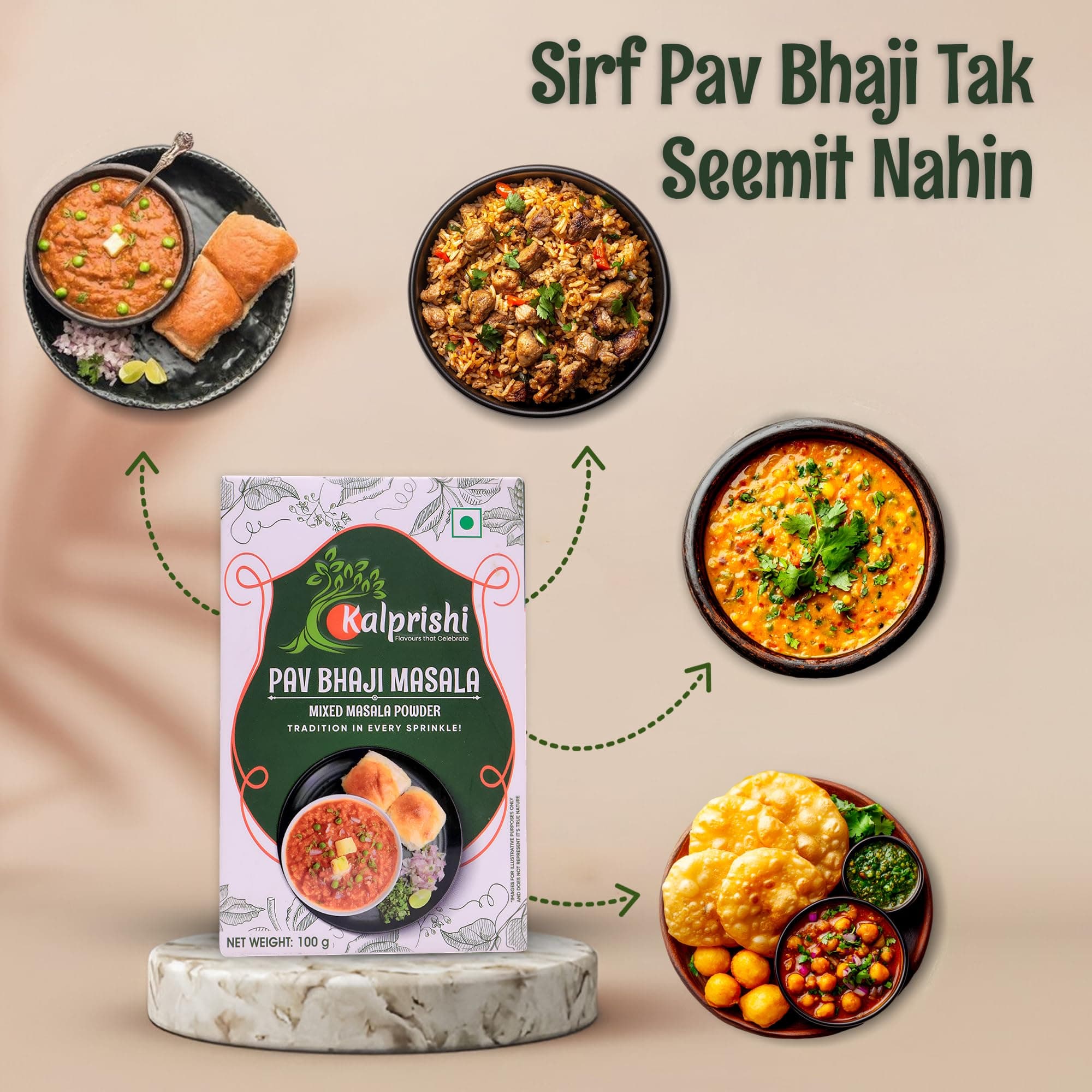 KALPRISHI Pav Bhaji Masala Powder 100g - Authentic Mumbai Street Style Masala, Spicy Tava Mix for Pav Bhaji, Snacks, Tadka & More, Natural Oils, No Preservatives, Rich Aroma & Taste, Pack of 1 — image 5