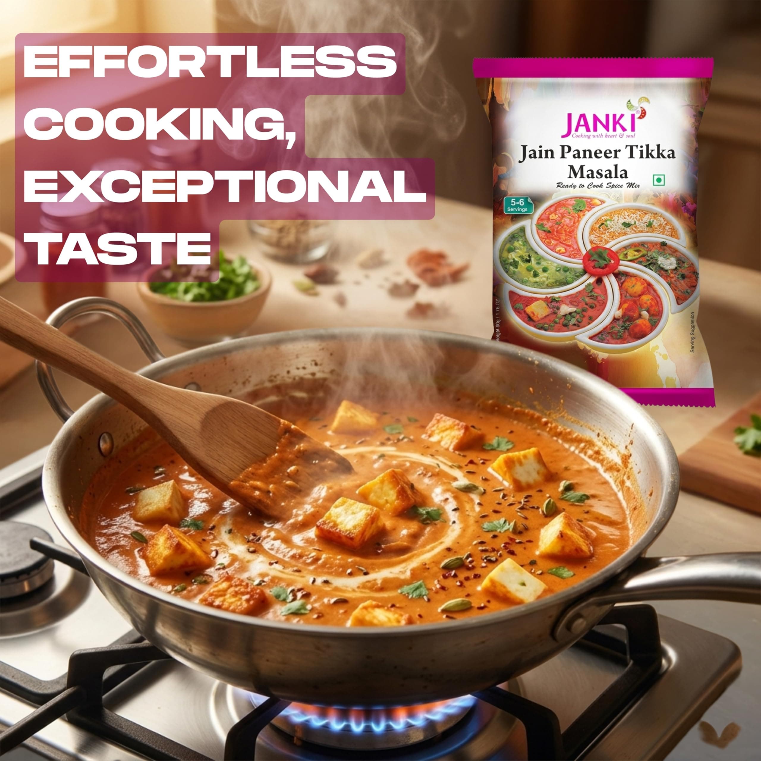 Janki Jain Paneer Tikka Masala - Pack of 7, 50 Gms Each | Ready to Cook Paneer Masala Mix | No Onion No Garlic | Quick & Easy Paneer Masala Packet — image 6