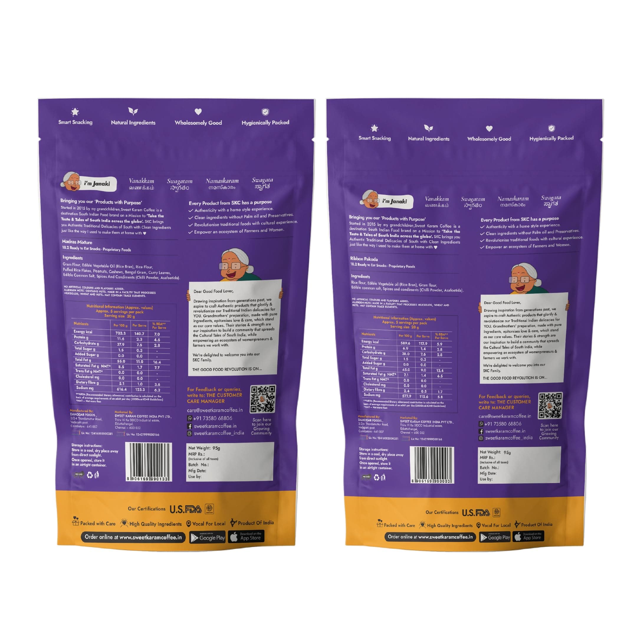Sweet Karam Coffee’s South Indian Crunchy Combo Pack - Ribbon Pakoda & Special Madras Mixture | No Maida & No Vanaspati, Zero Trans Fat, Heart-healthy Oil | Authentic Taste of Tradition (95g Each) — image 6