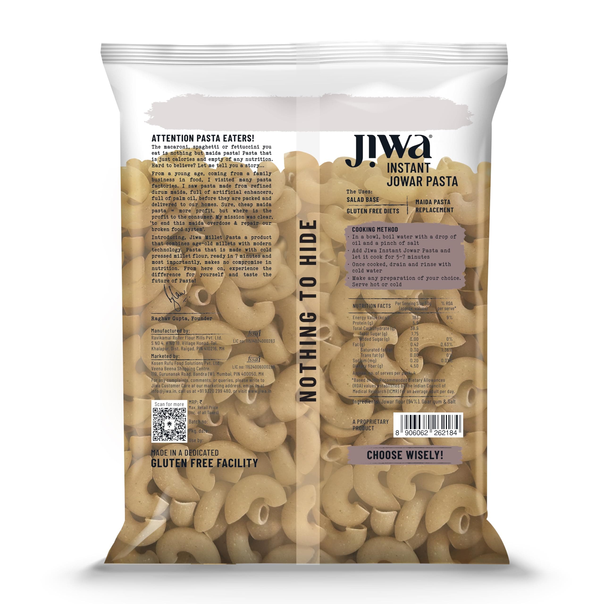 Jiwa Instant Jowar Macaroni Pasta | 200 G | Cooks in 7 Minutes | Ready to Cook | 100% Millet | No Maida, No Atta | Gluten Free — image 3