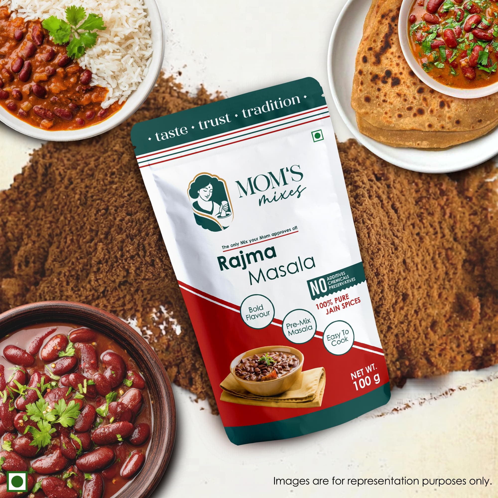 Mom’s Mixes Punjabi Style Combo | Pure Jain Spices | No Onion,No Garlic | No Chemical,No preservatives | Rajma Masala + Chole Masala | Bold North Indian Flavour | Ready-to-Mix | 100 gm Each — image 12