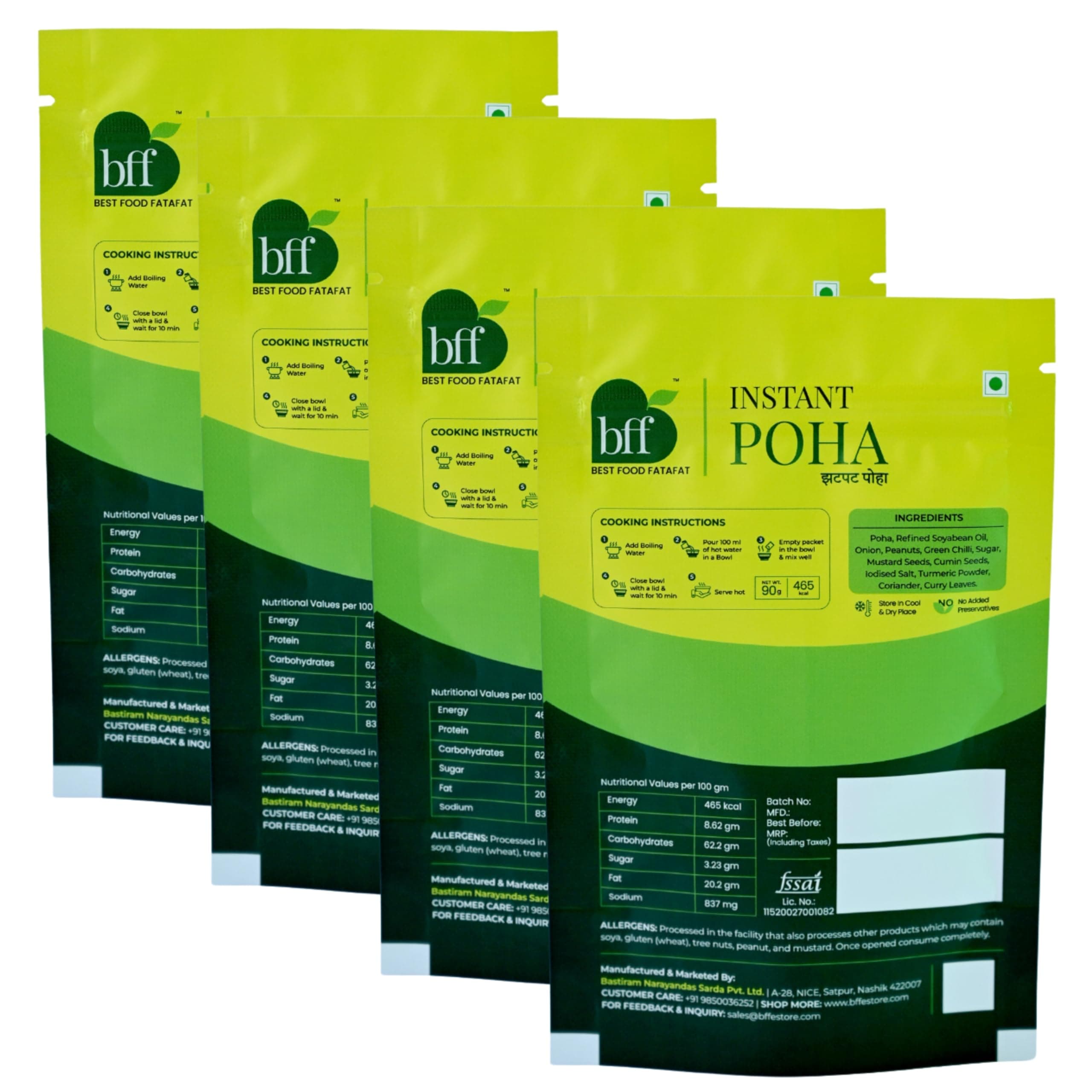Instant Poha – Pack of 4 (90g Each) | Ready to Eat Indian Breakfast Mix | Just Add Hot Water | No Added Preservatives | Portable Pack for Travel, Office, or Home | Simple & Easy Meal Solution — image 2