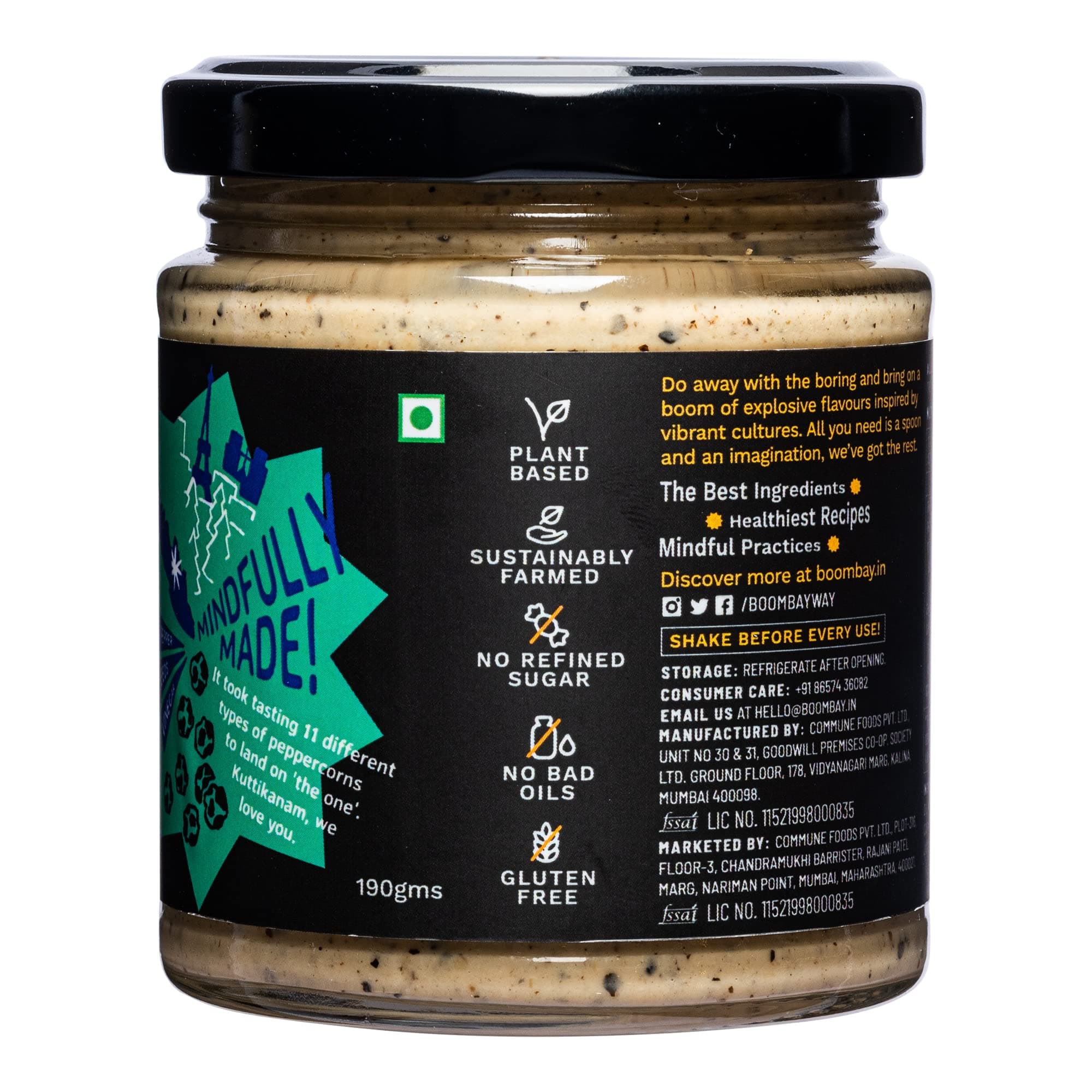 BOOMBAY Black Pepper Vegan Mayo 190g | Nothing Artificial | No Bad Oils | No Refined Sugars | Plant Based | No Onion or Garlic | Use as a Curry Paste, Pasta Sauce, Spread on Bread — image 8