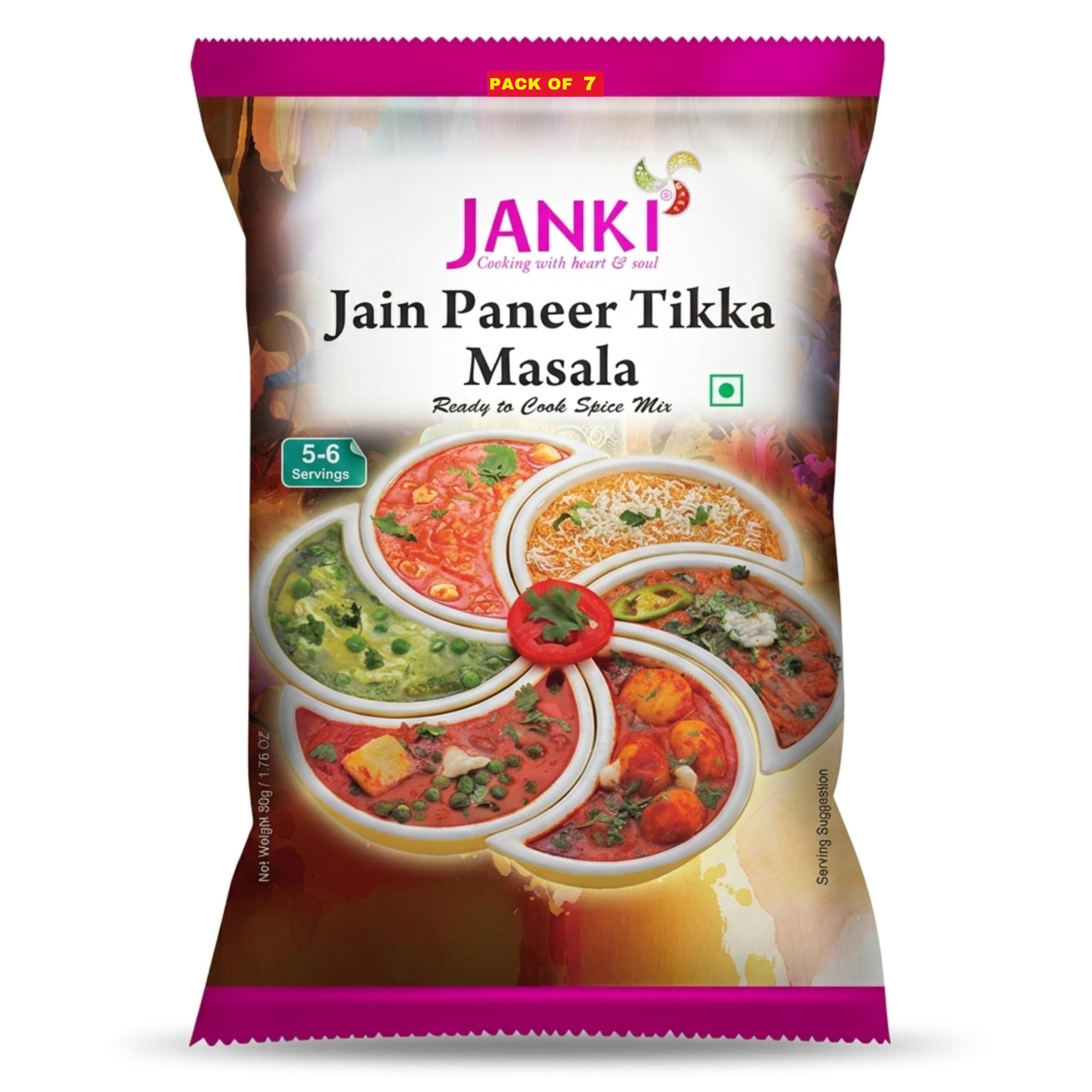 Janki Jain Paneer Tikka Masala - Pack of 7, 50 Gms Each | Ready to Cook Paneer Masala Mix | No Onion No Garlic | Quick & Easy Paneer Masala Packet — image 2