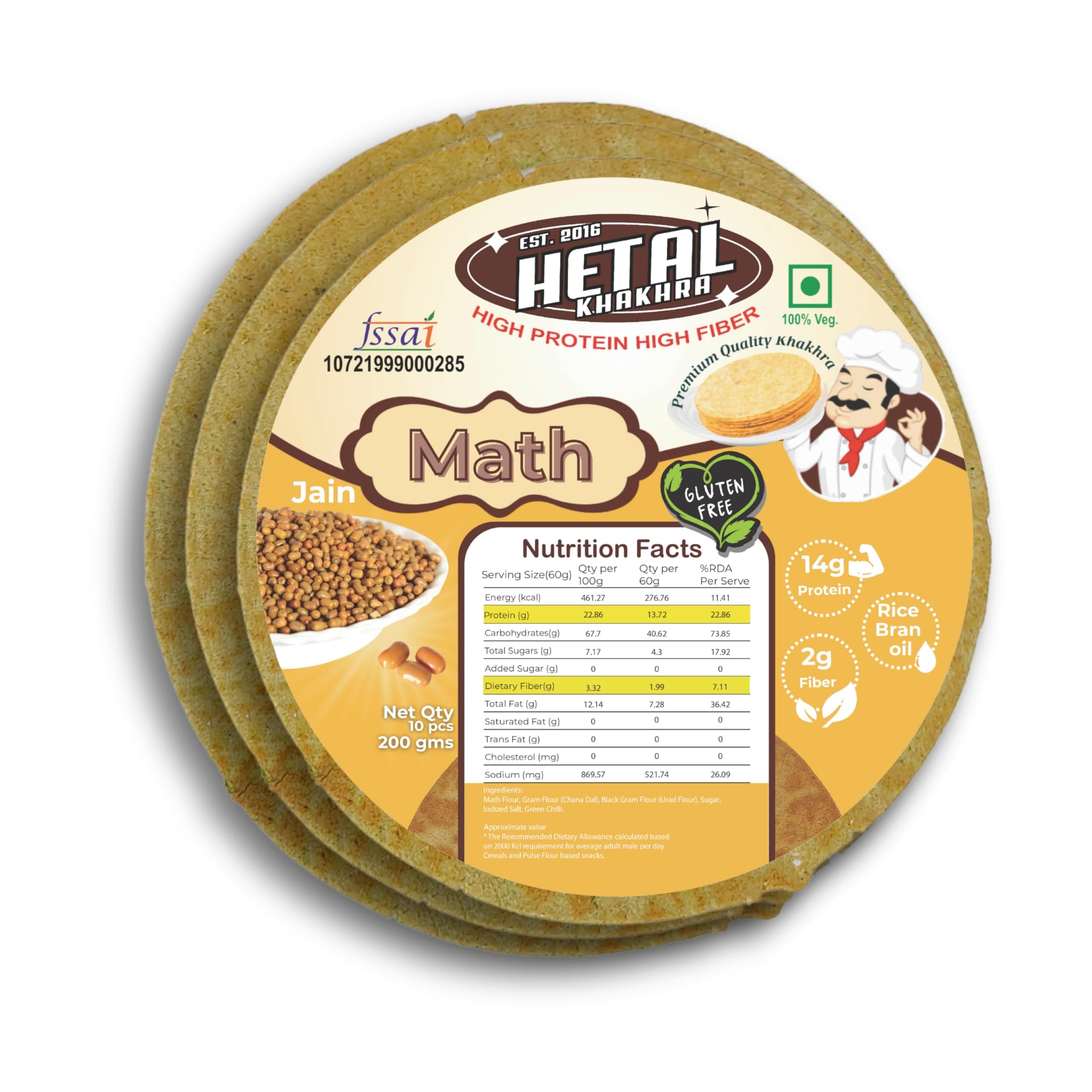 Math Khakhra JAIN | Gluten Free | Crispy| Ready To Eat | High Protein High Fiber| No Palm Oil | 200g Vacuum Pack Of 2 — image 10