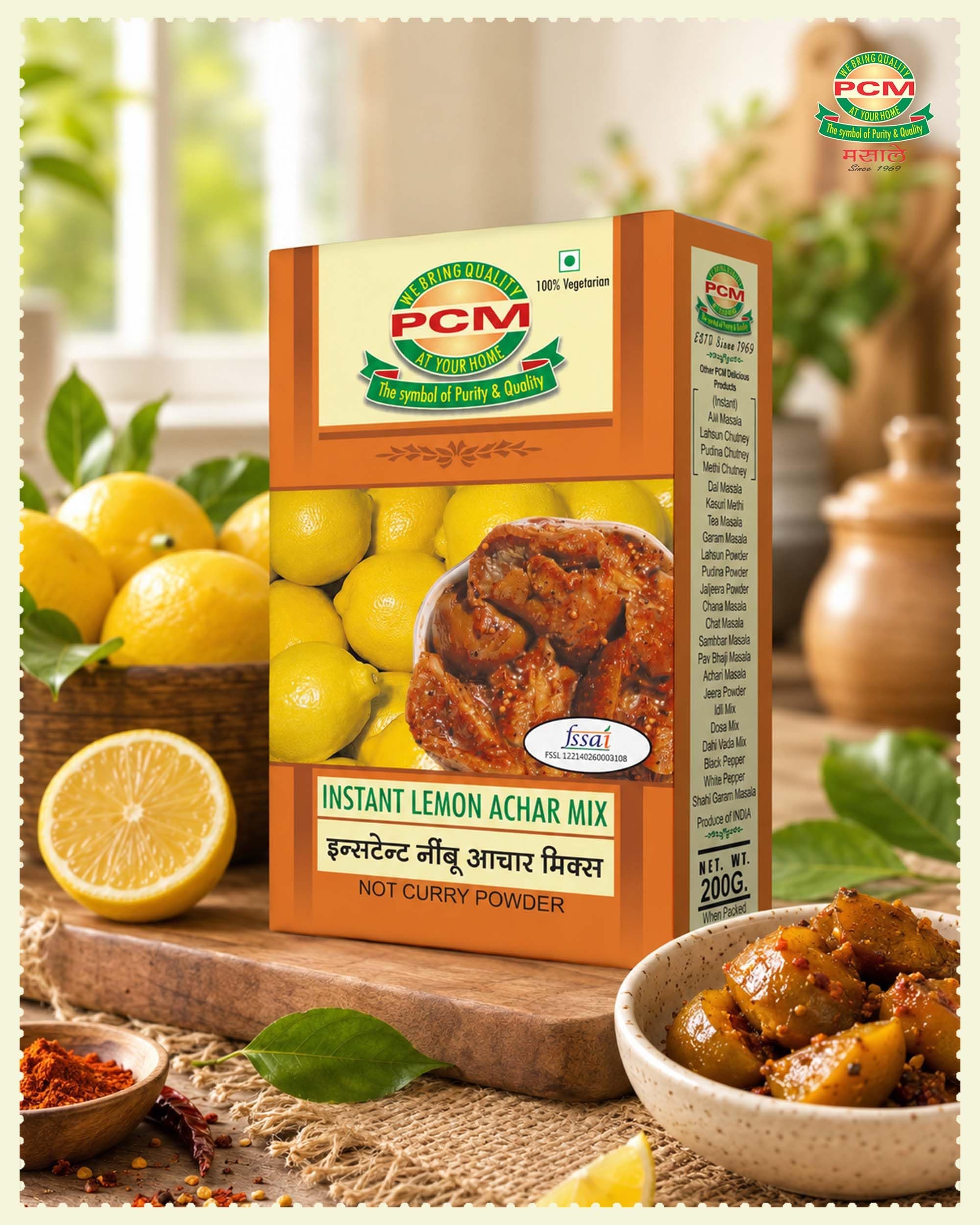 PCM Lemon Achar Masala - 200g | Authentic Spice Blend for Homemade Nimbu Achar, Khatta Meetha Lemon Pickle — image 6