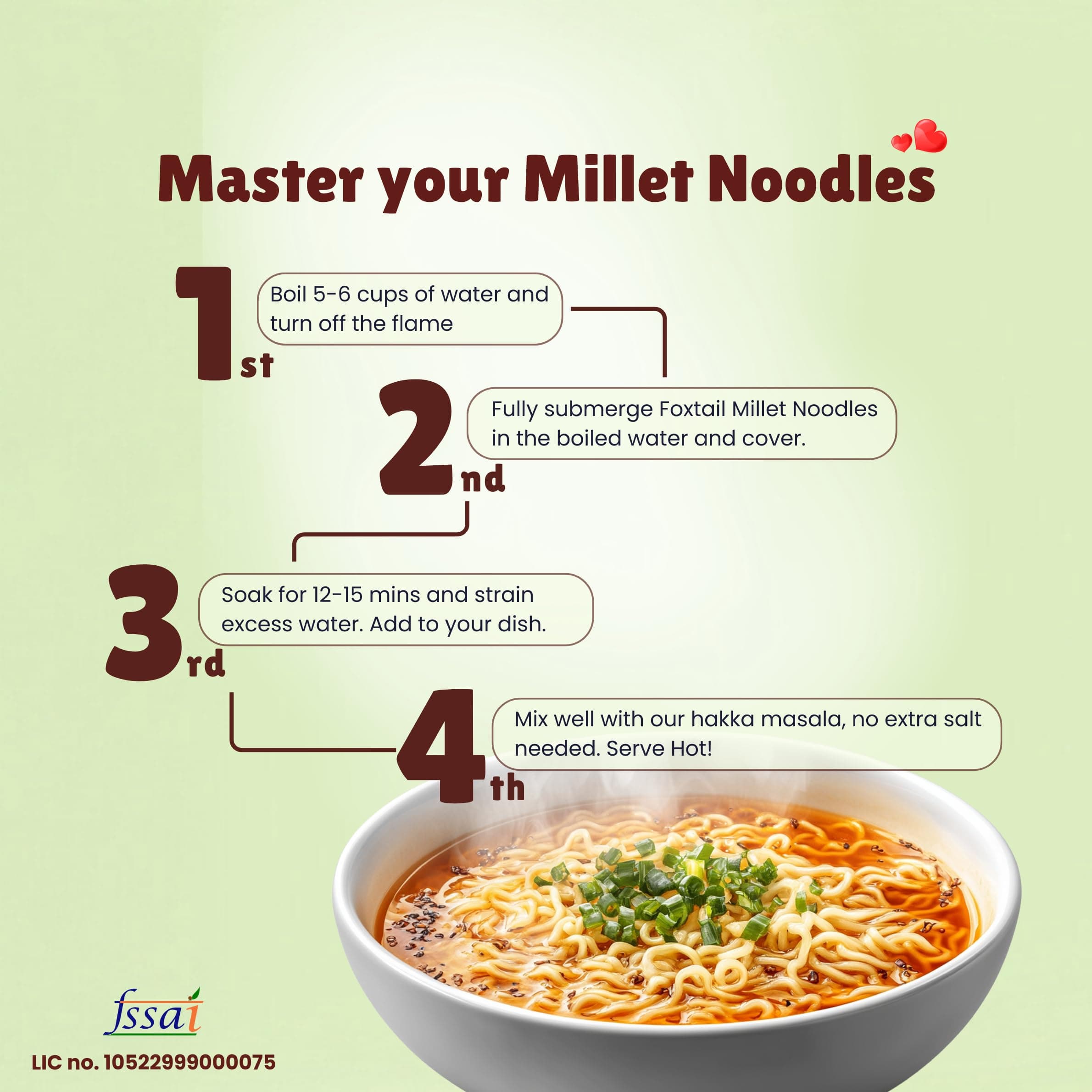 Jvapa Millet Noodles - Made with just Foxtail Millets & Rice | Naturally Gluten Free - 600 gm (200 gm x Pack of 3),Non Bleached, Low GI Noodles with Masala Seasonings — image 4