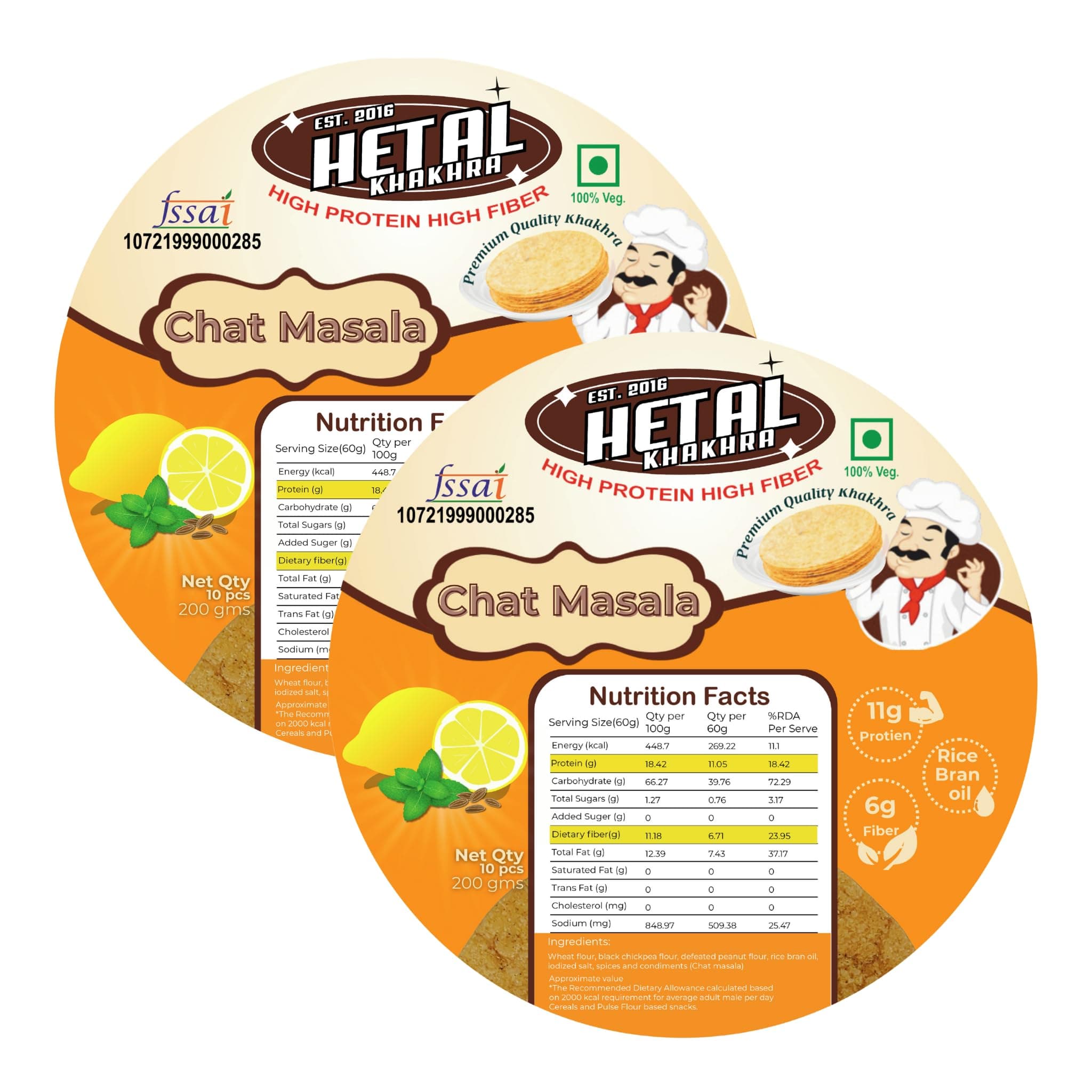 Chat Khakhra | JAIN | Crispy | Ready To Eat | High Protein High Fiber| No Palm Oil | 200g Vacuum Pack Of 2 — image 2