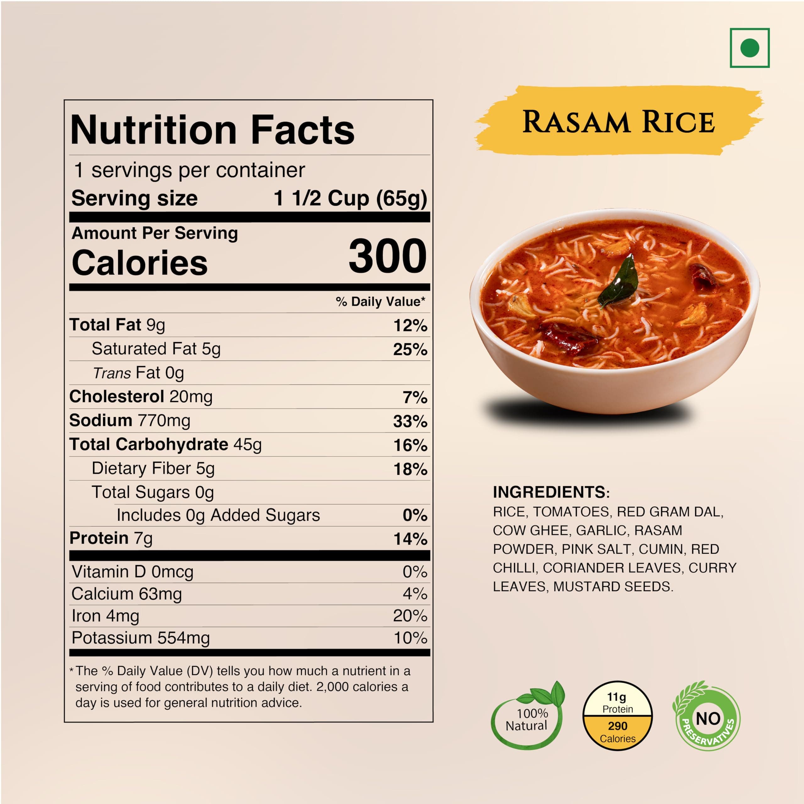 Instabites Ready to Eat Rasam Rice Cup 65g, No Added Preservatives and Ready to Eat in Minutes - Pack of 1 — image 2